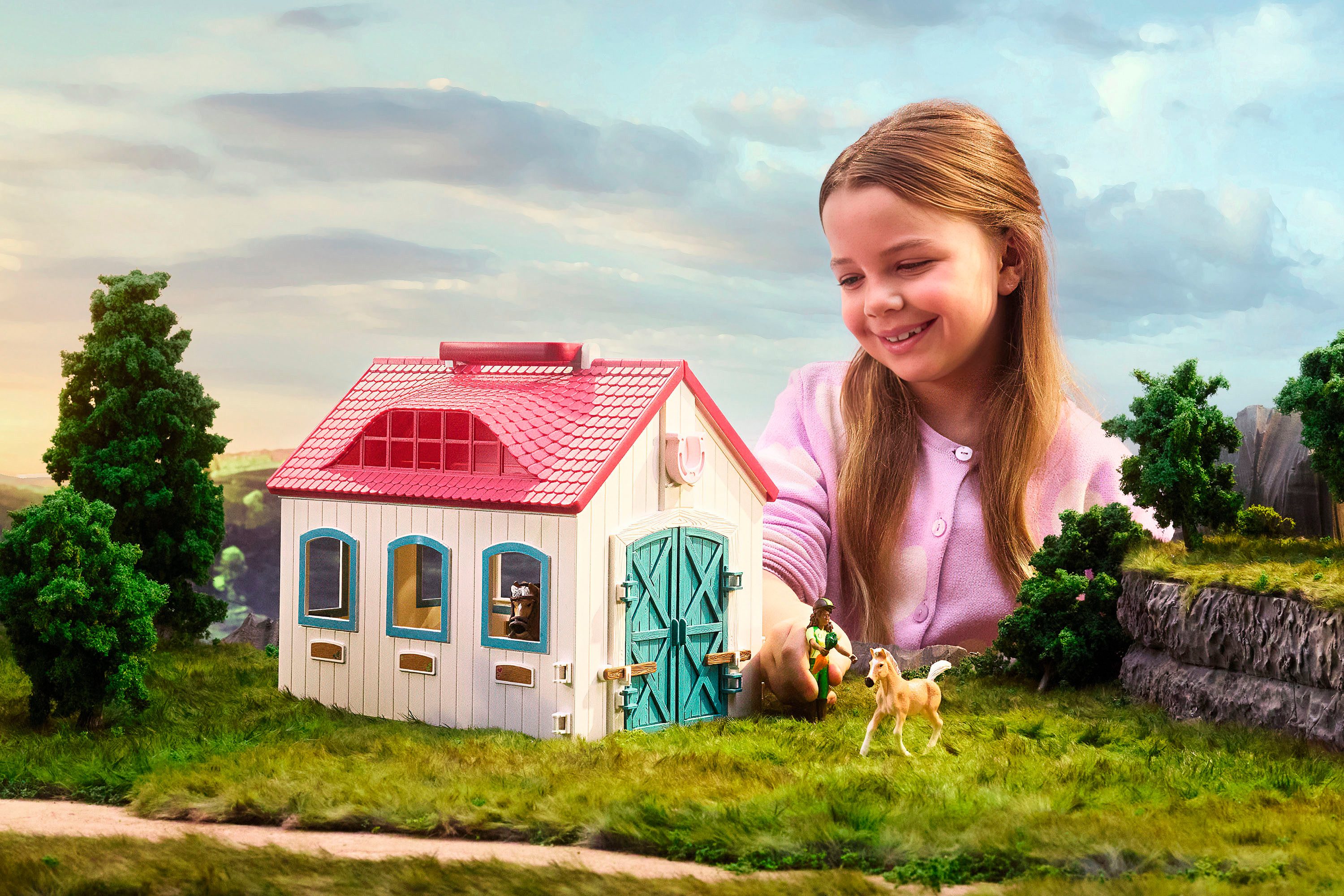 Schleich® Speelwereld HORSE CLUB, Offenstall -Kleines Hufeisen (42703)