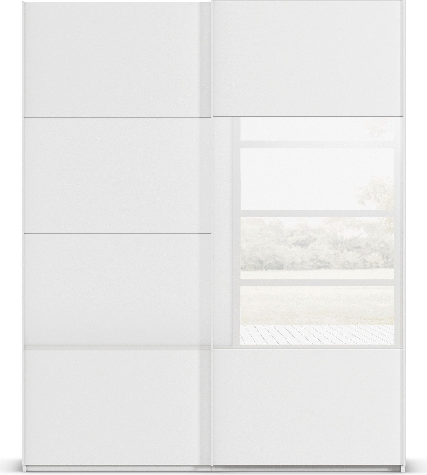 rauch Schuifdeurkast Kledingkast Kast Garderobe Slaapkamerkast SCALE-FYRA edel vierdelige deuren glas mat/glanzend veel kleuren made in germany