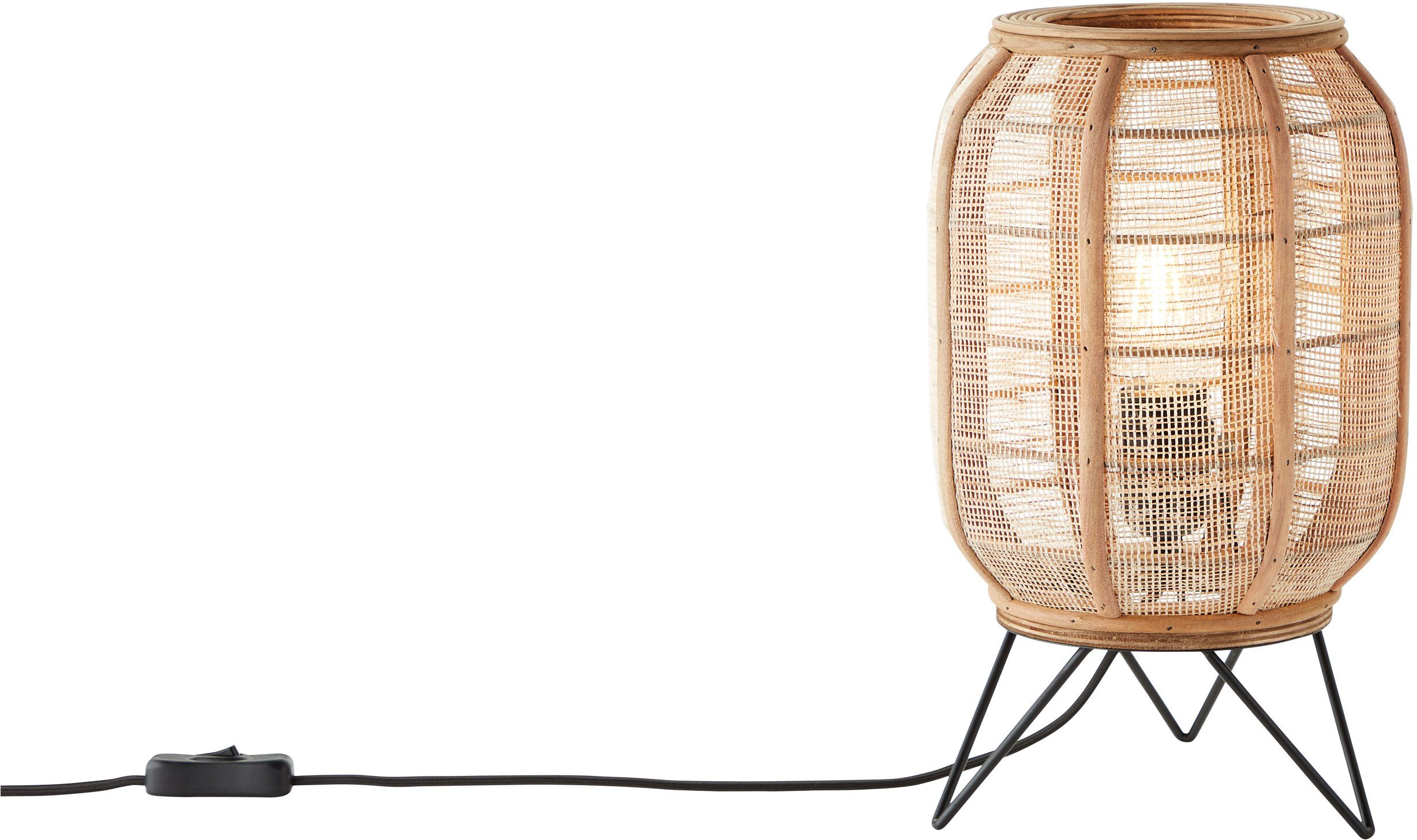 Home affaire Tafellamp Rouez Tafellamp in nature stijl met 32 cm hoogte, kap van textiel en hout