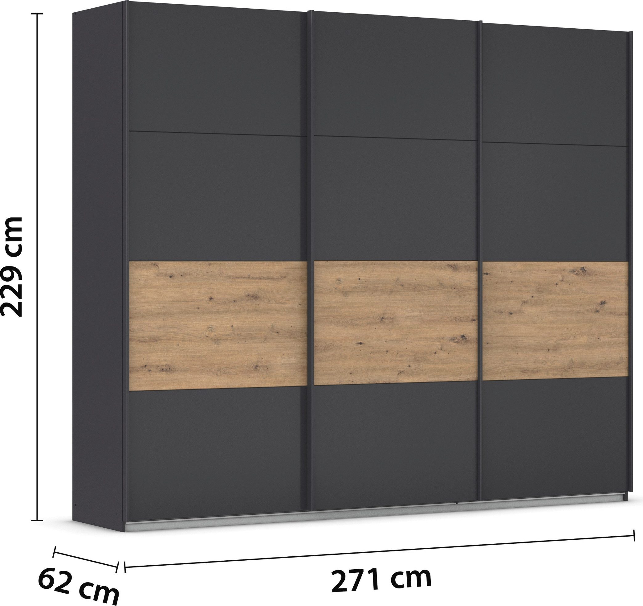 rauch Schuifdeurkast Kledingkast Kast Garderobe CORTONA inclusief indeling, 2 stoffen dozen en extra planken