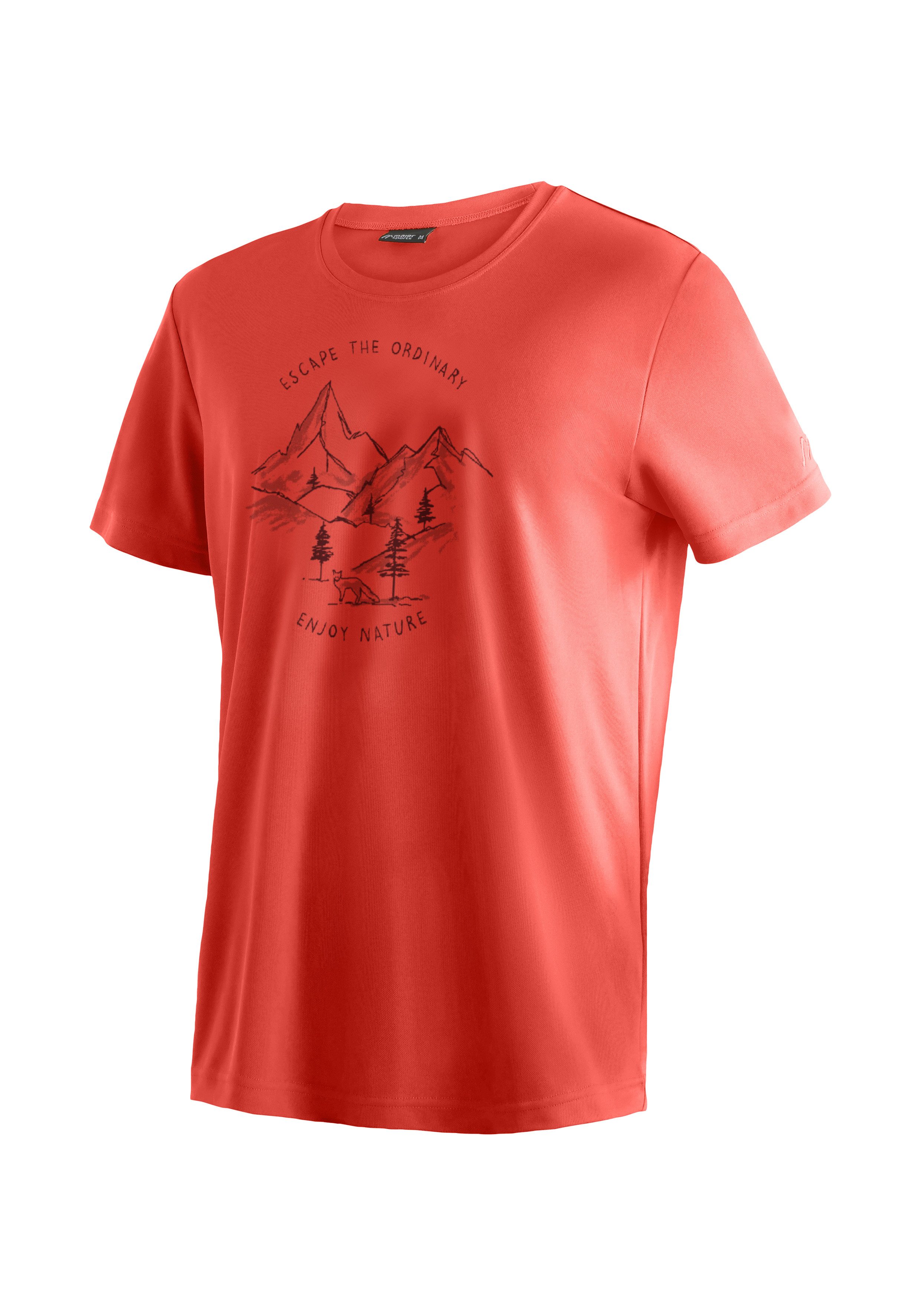 Maier Sports T-shirt Dieter print Heren functioneel shirt, vrijetijdsshirt met print, regular fit heren t-shirts maat 8XL rood