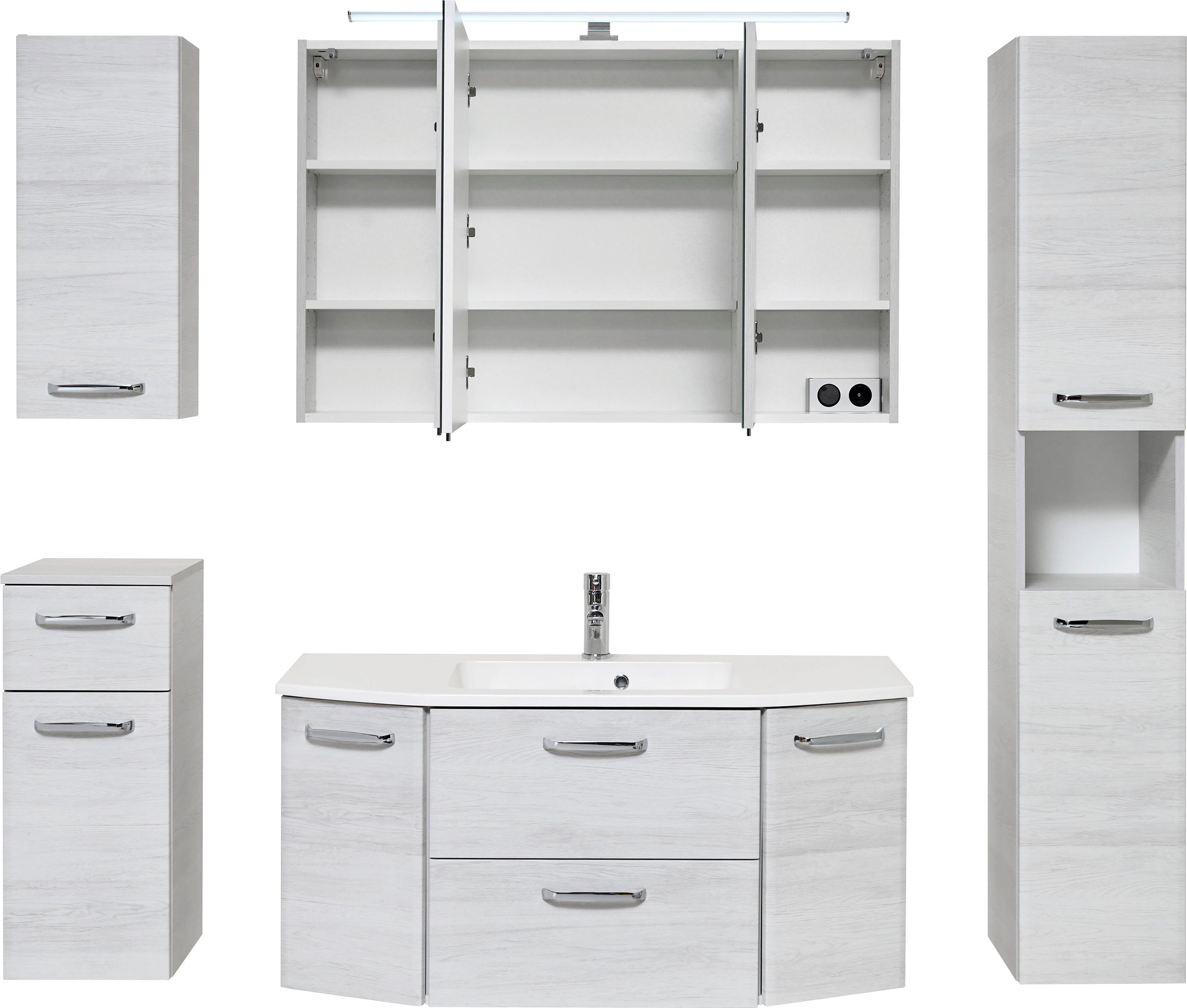 Saphir Badkamerserie Quickset 936 5-delig, mineralenmarmer wastafel met LED-spiegelkast (set, 5-delig)
