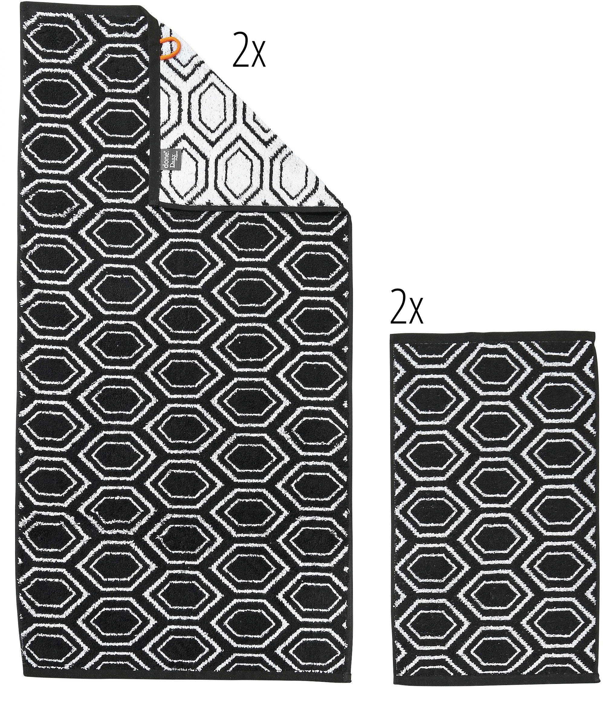done.® Handdoekenset DAILY SHAPES ETHNO 2x gastendoeken & 2x handdoeken, jacquardweefsel, modern patroon (set, 4 stuks)