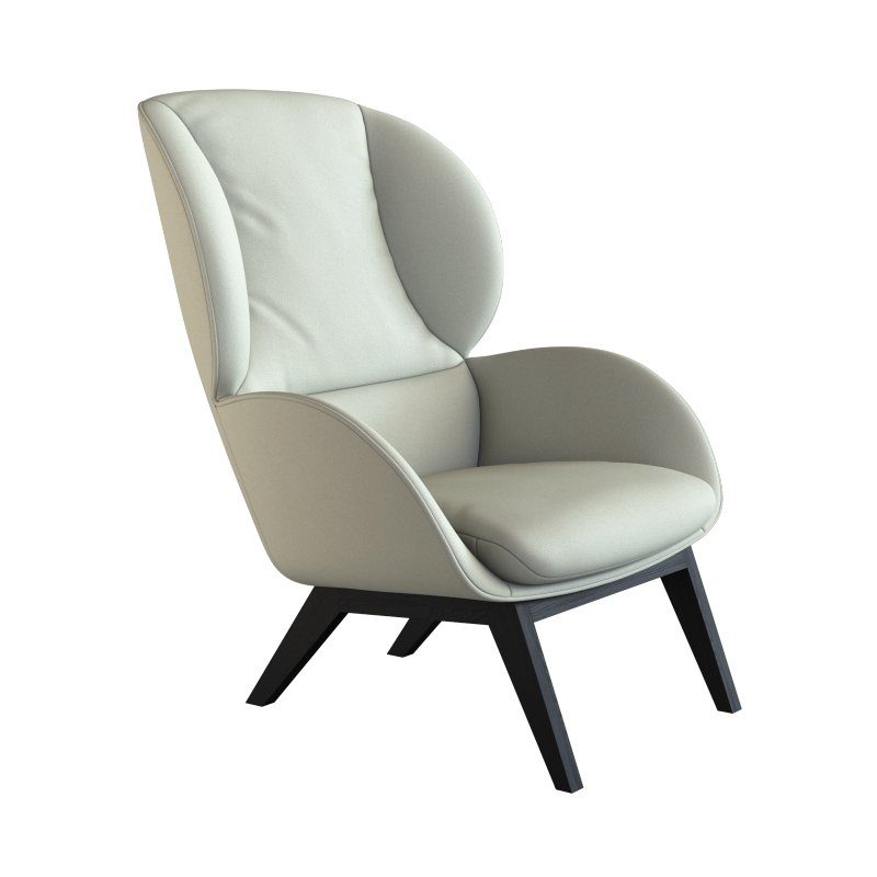 FLEXLUX Oorfauteuil Adria designstoel, loungestoel, Stijl & comfort, organische vorm, zwarte houten voet
