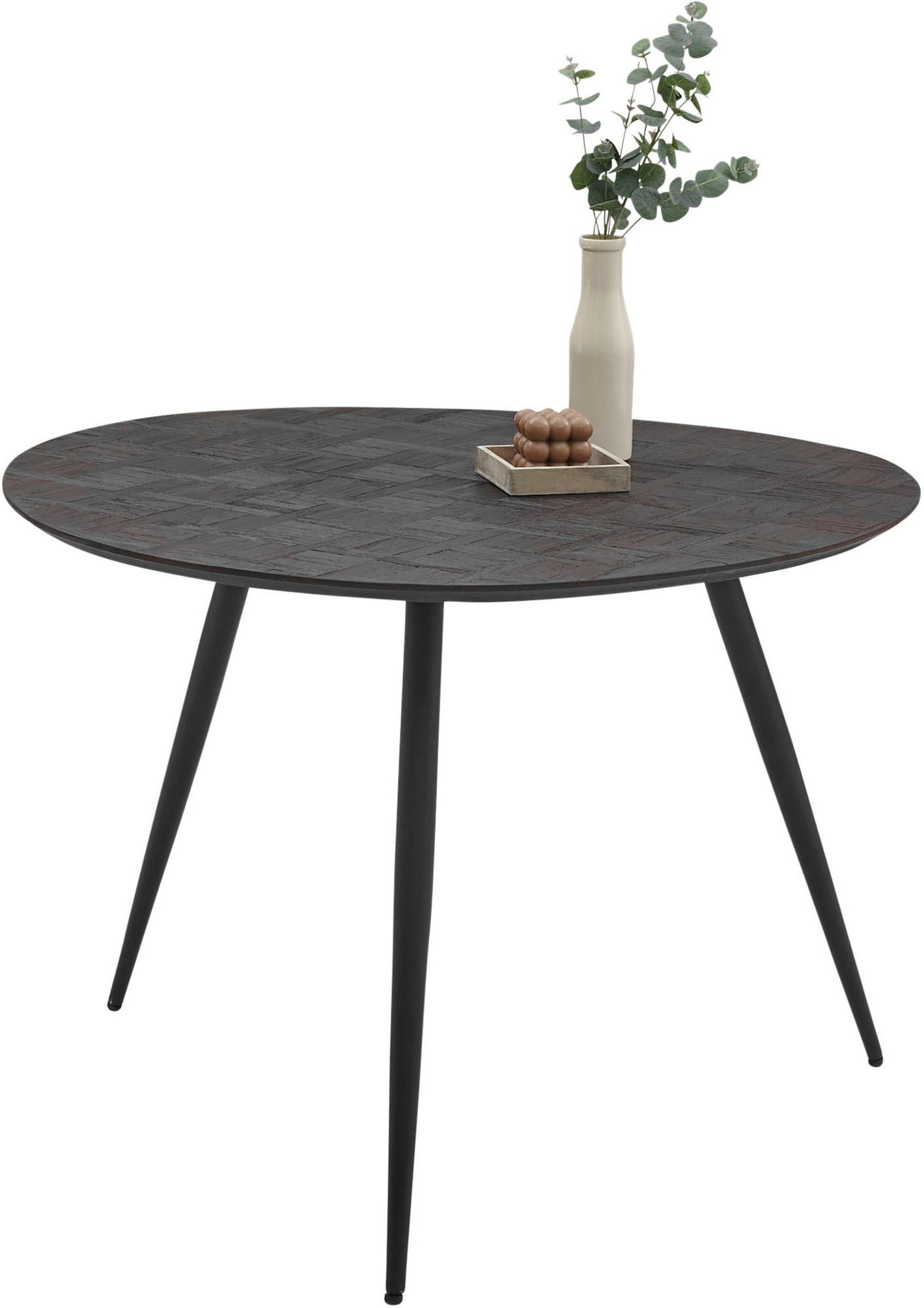 Stolkom Eettafel JOE Gerecycled massief teak, tafel met mozaïekpatroon