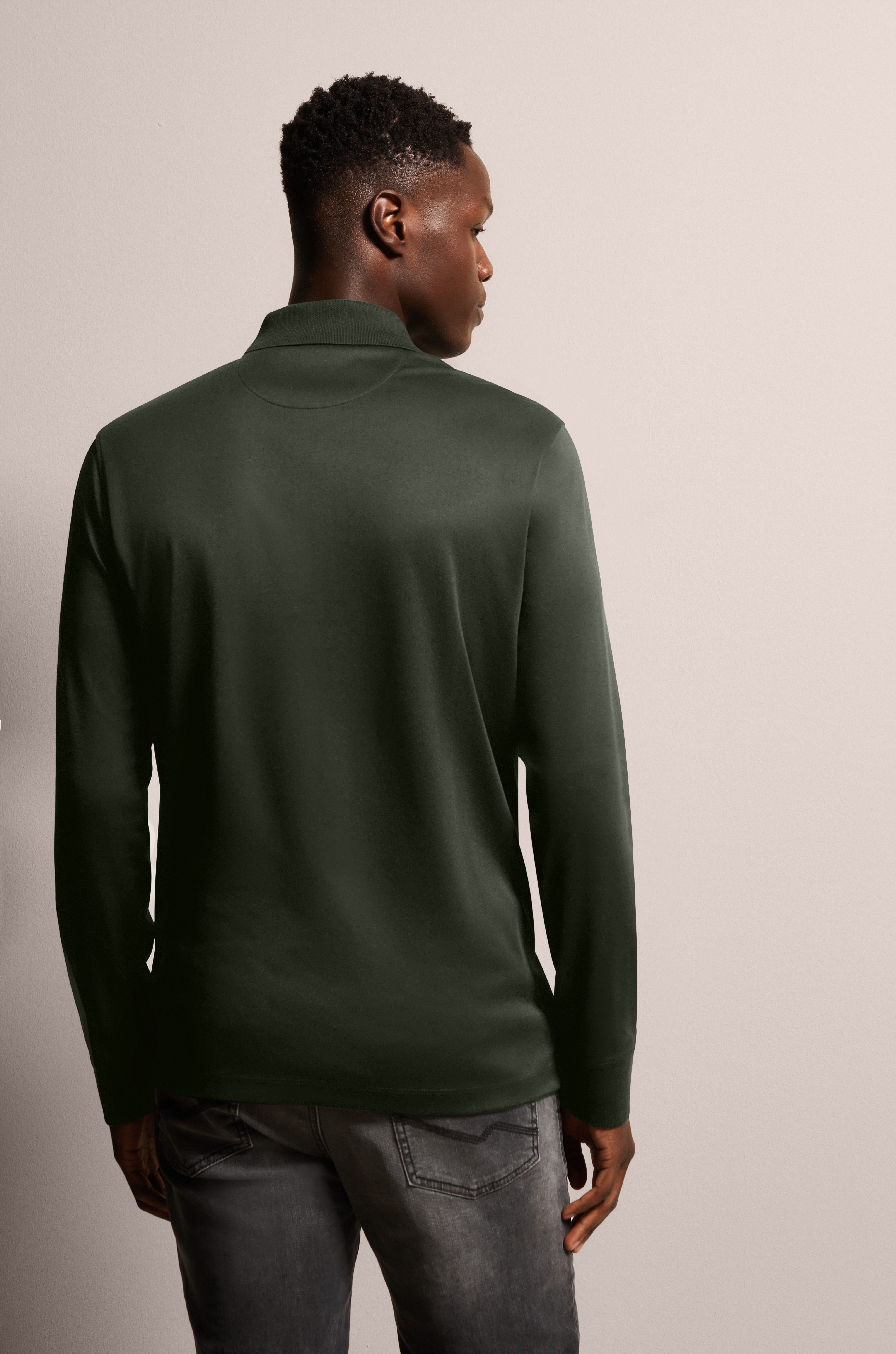 Bugatti Poloshirt met lange mouwen met fijne structuuruitstraling