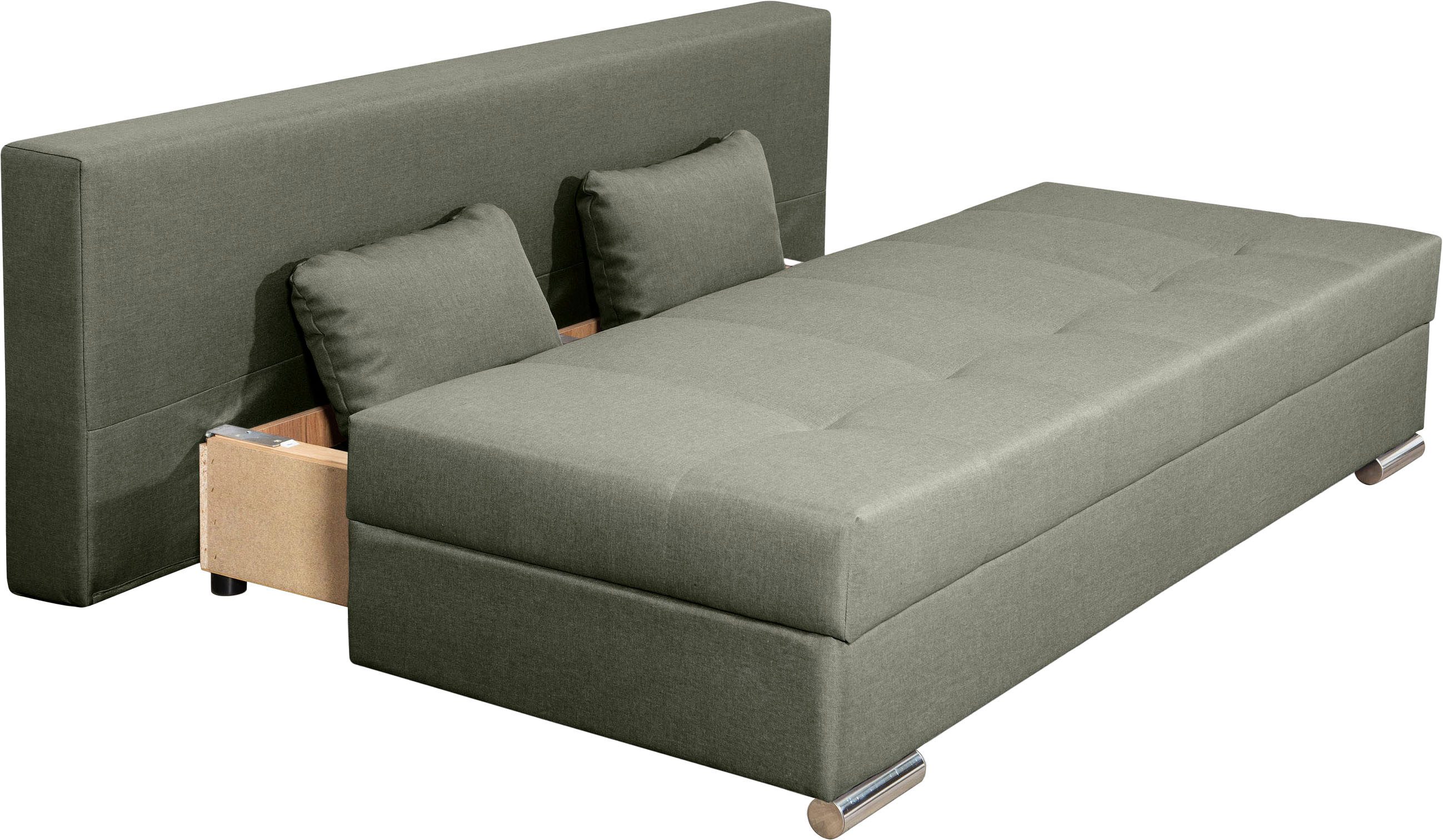 COLLECTION AB Slaapbank Tania met bedfunctie en bedlade comfortabele zitcomfort: veren-kern bekleding, inclusief rugkussen