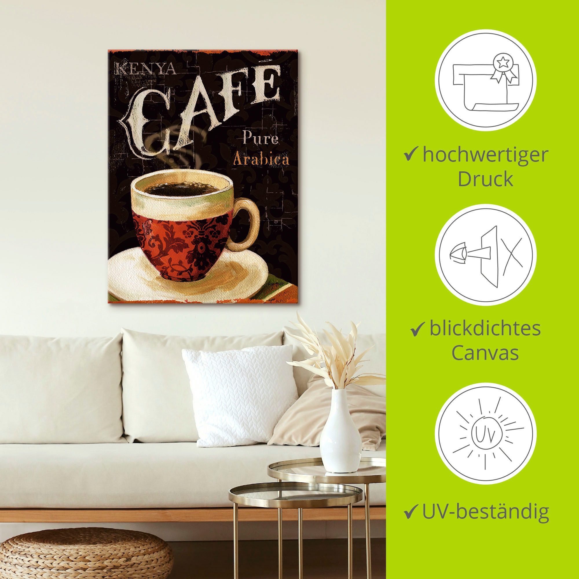 Artland Artprint De koffie van vandaag als artprint op linnen, poster in verschillende formaten maten