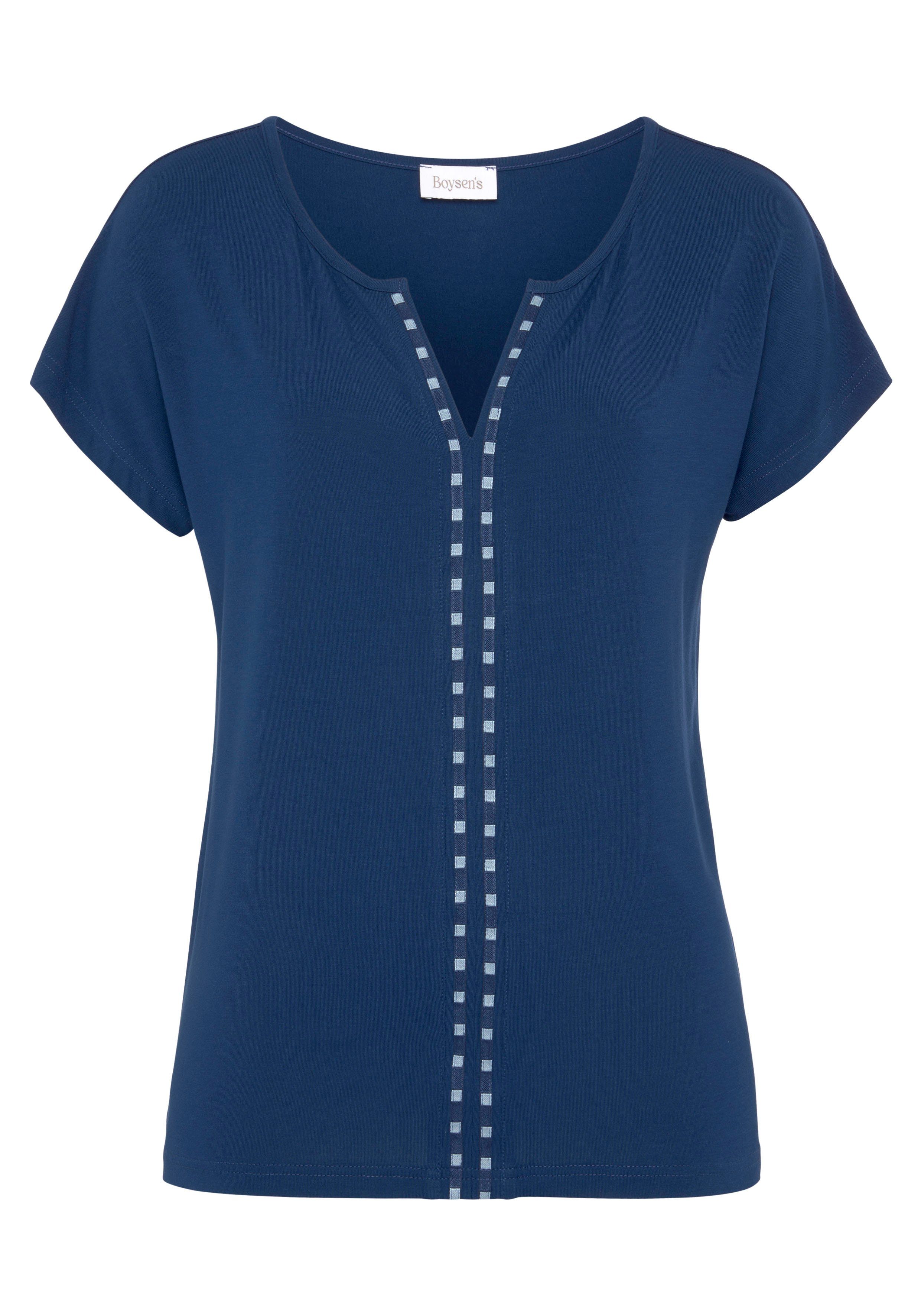 Boysen's Shirt met korte mouwen met gestreepte bies-applicatie - nieuwe collectie