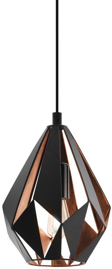 EGLO Hanglamp CARLTON 1 Vintage hanglamp, retro hanglamp, fitting: E27, Ø 20,5 cm hanglampen zwart