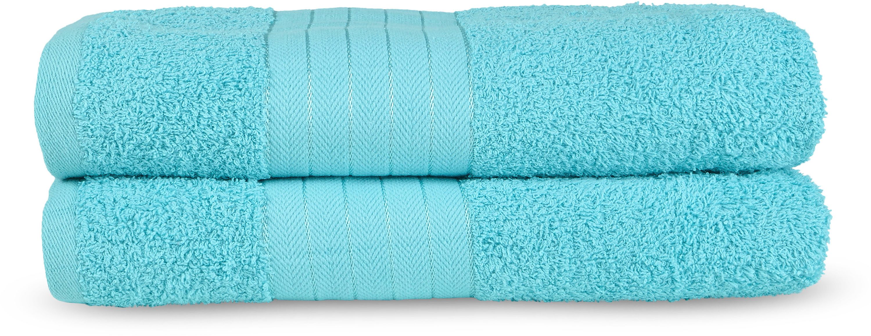 good morning Badlaken Uni Towels Katoen, walkfrottee, bies, 500 GSM, effen, zonder ophangbeugel (2 stuks) handdoeken blauw