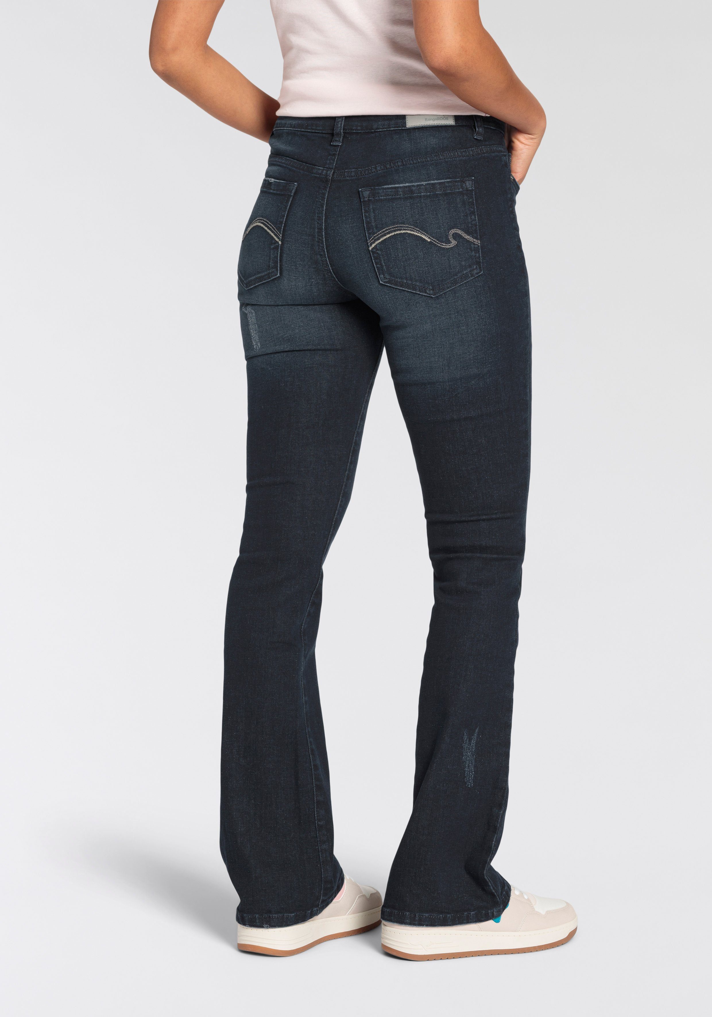 KangaROOS 5-pocket jeans uitlopende pijp, used-wassing, normale taillehoogte
