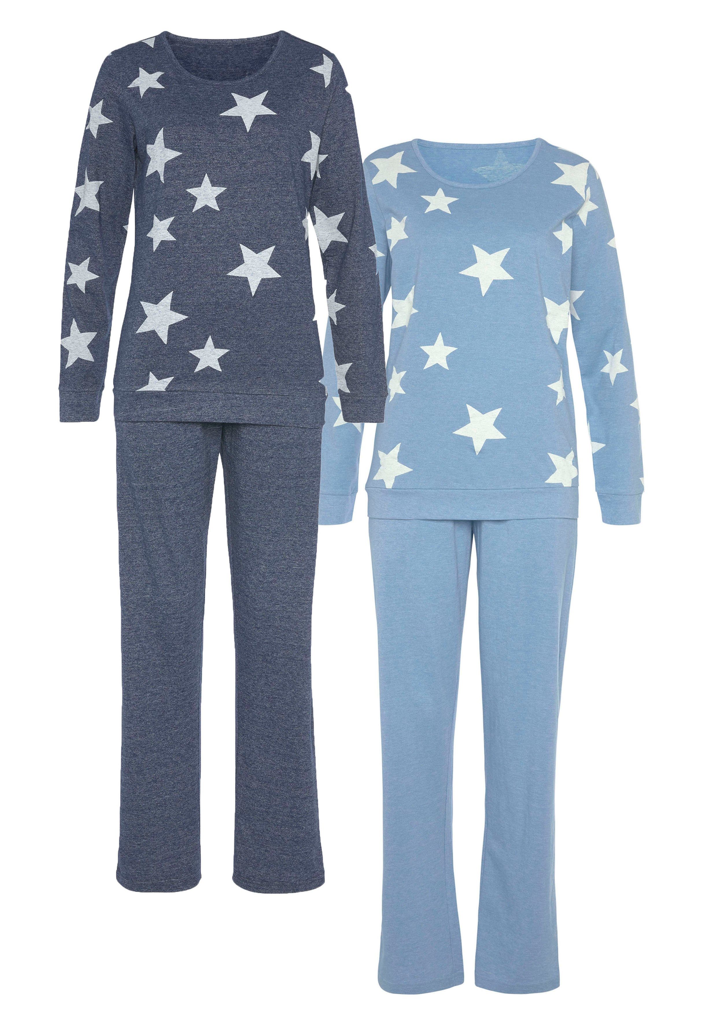 Vivance Dreams Pyjama in een gemêleerde look met sterretjes (4-delig, Set van 2)