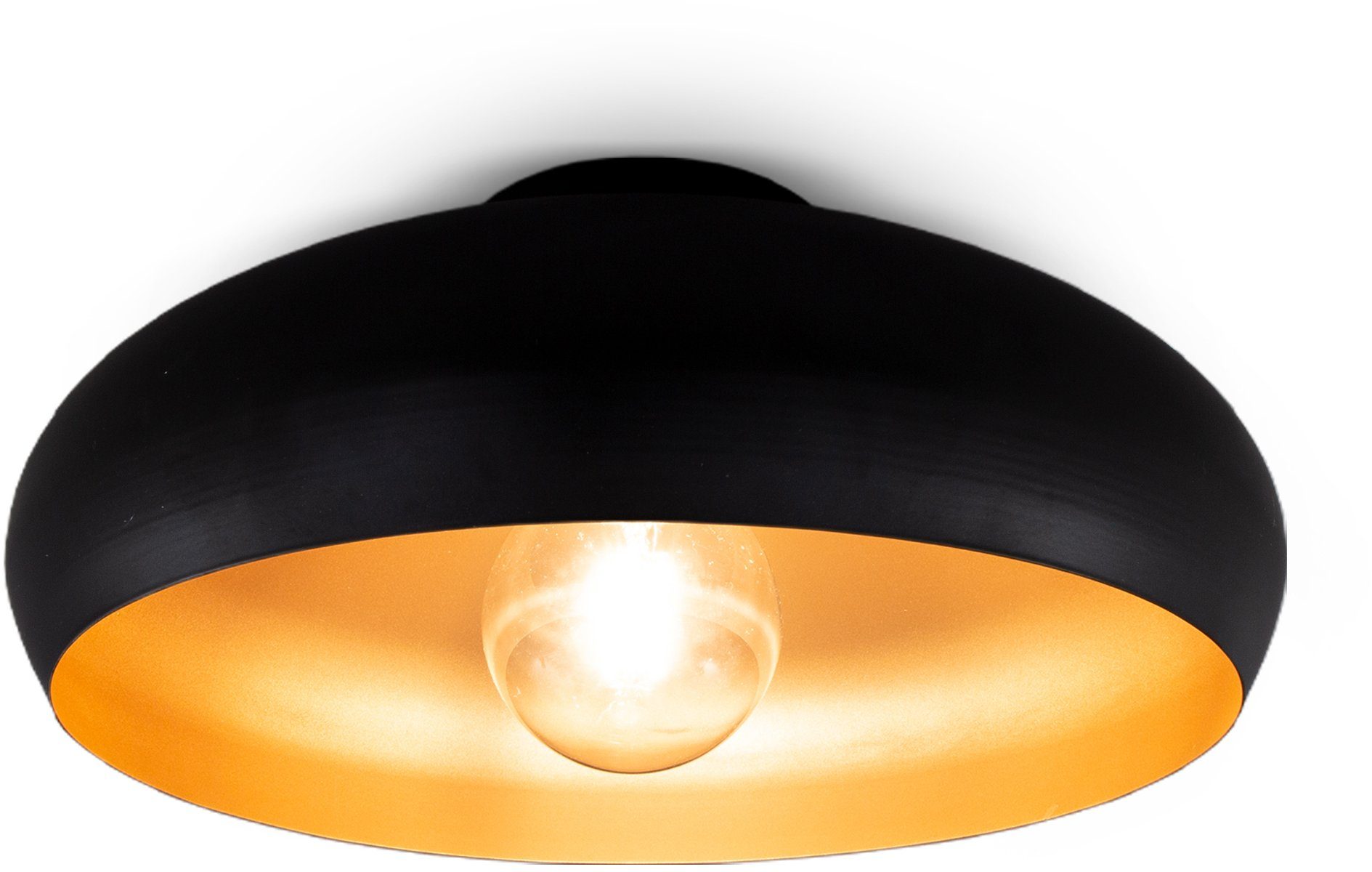 B.K.Licht Plafondlamp LED plafondlamp retro zwart-goud woonkamer gang slaapkamer E27