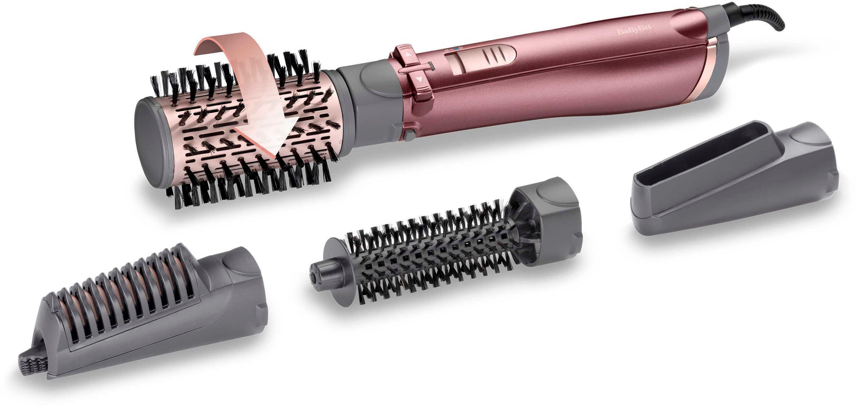 Babyliss Stylingborstel met warme lucht AS960E Beliss Big Hair roterende heteluchtstijltang met 4 opzetstukken inclusief tas