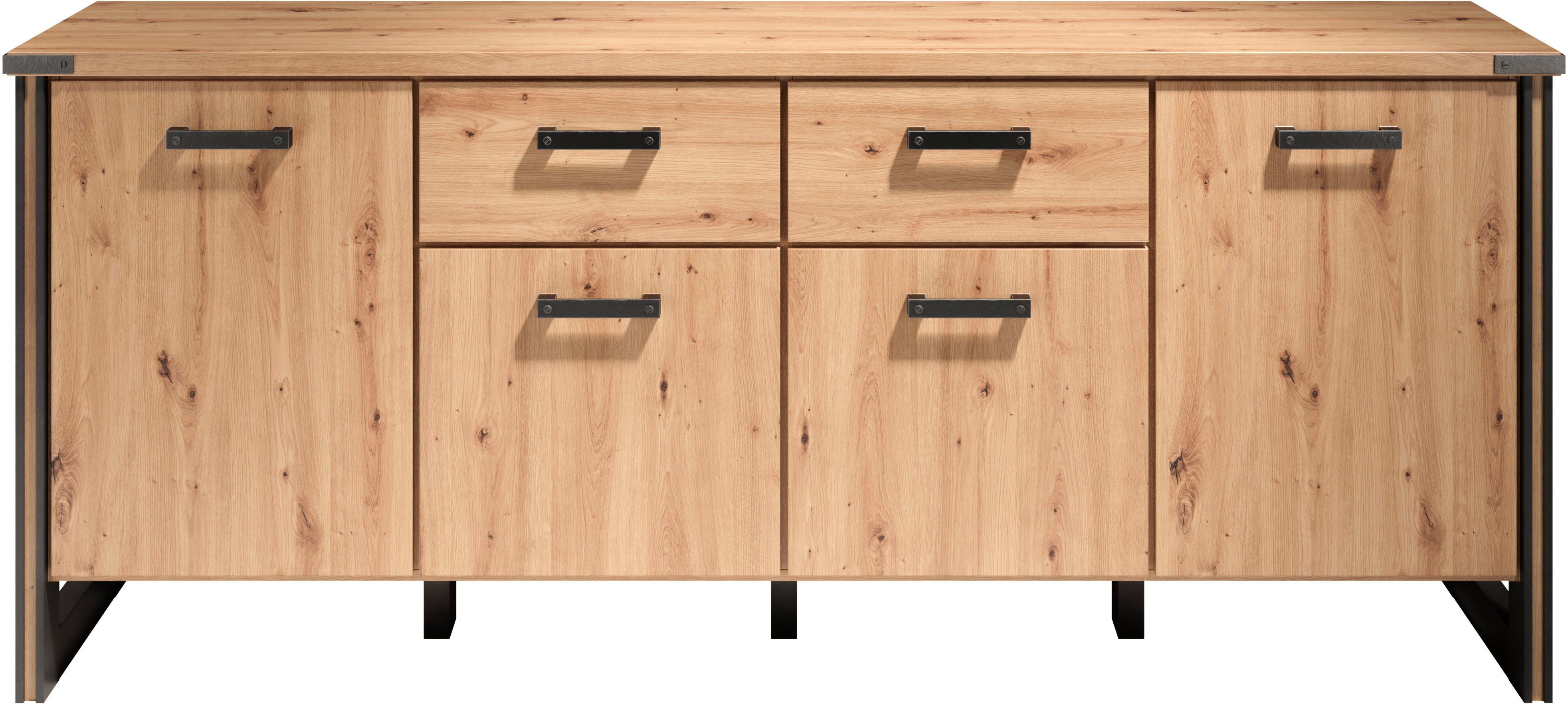 Home affaire Dressoir Mia Houtlook, eiken, 207 cm brede kast (1 stuk)