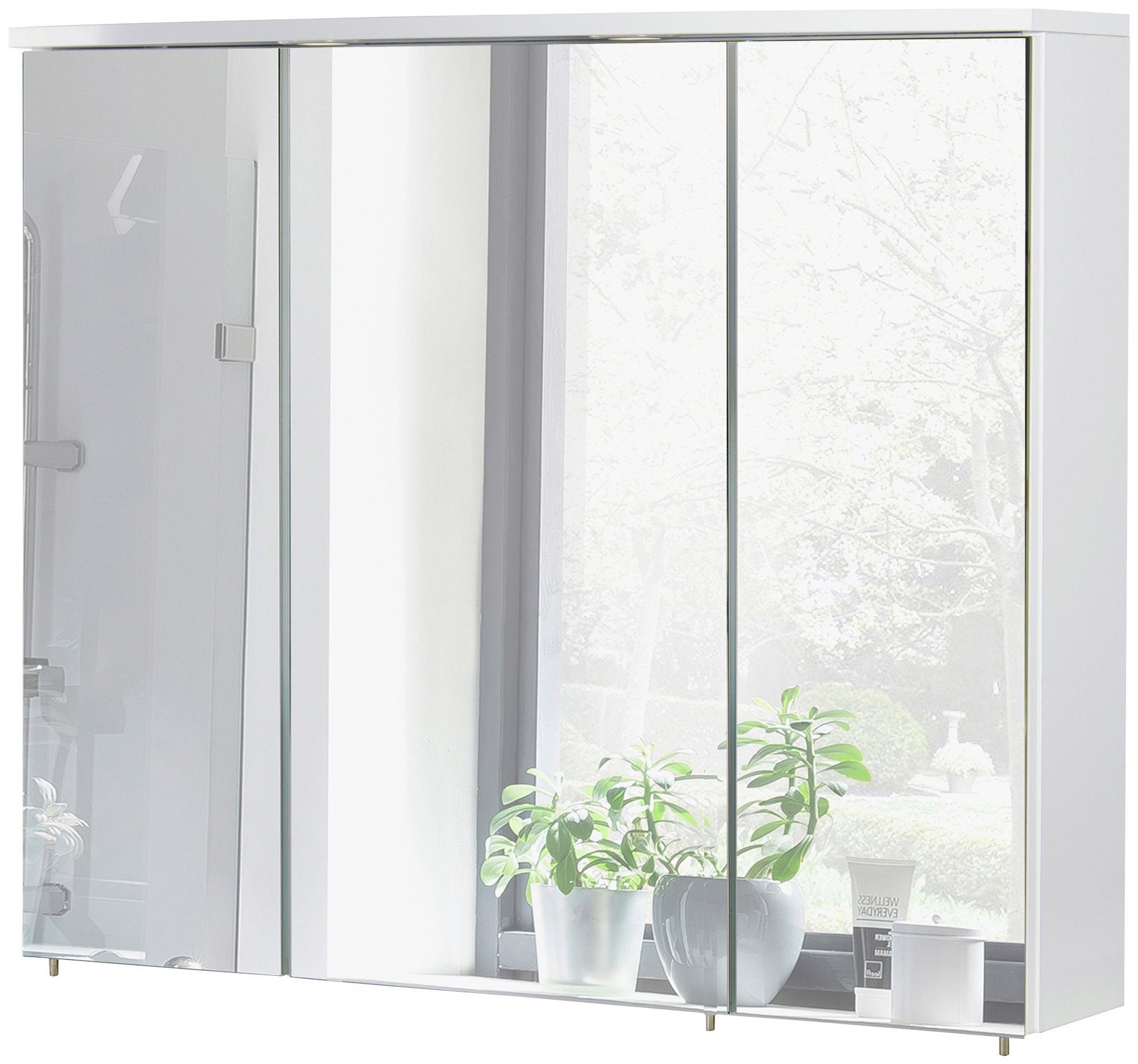 Schildmeyer Spiegelkast Verona Breedte 90 cm, 3-deurs, 2 led-inbouwspotjes, schakelaar-/stekkerdoos