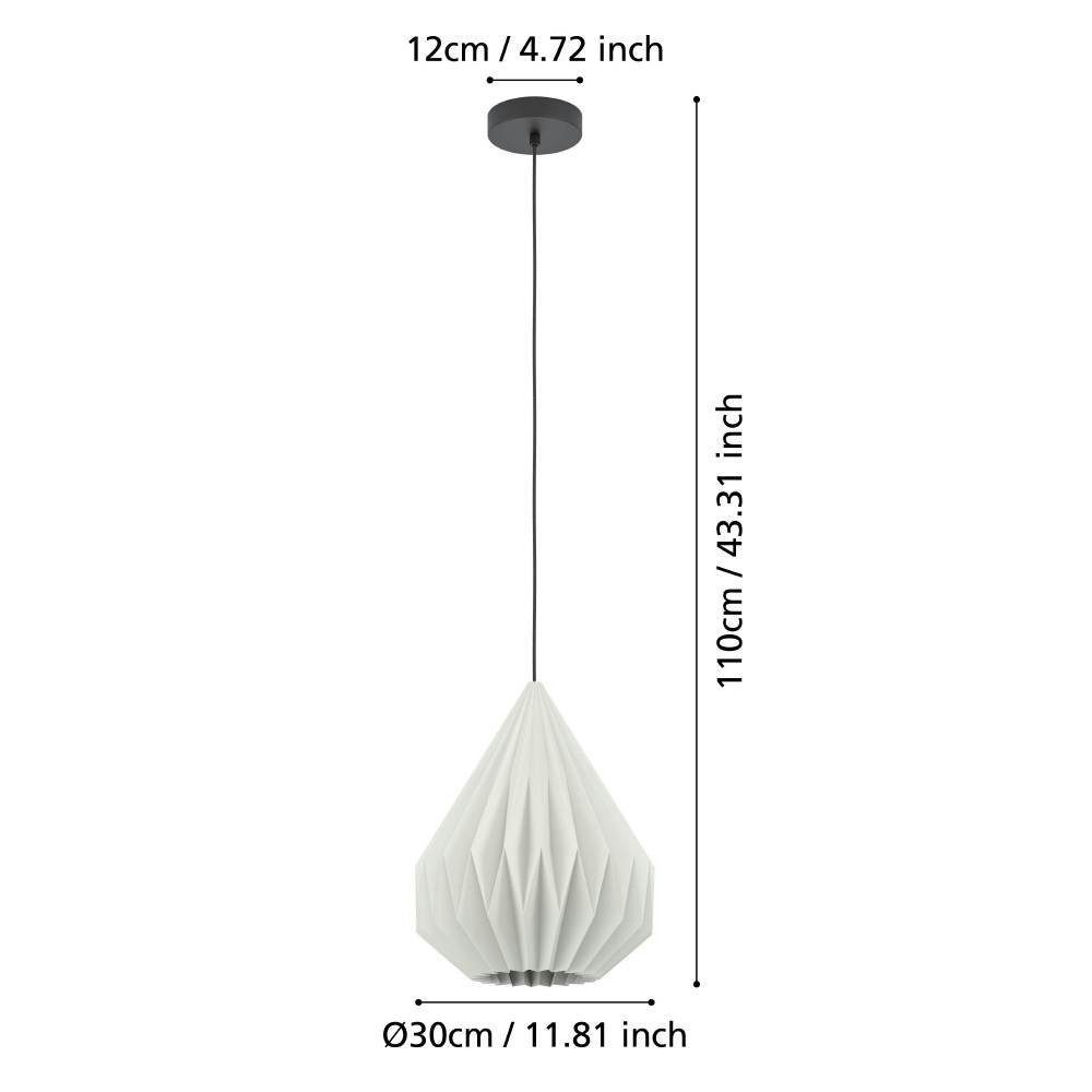 EGLO Hanglamp MINTING hanglamp, metaal in zwart, papier in wit, Ø 31 cm (1 stuk)