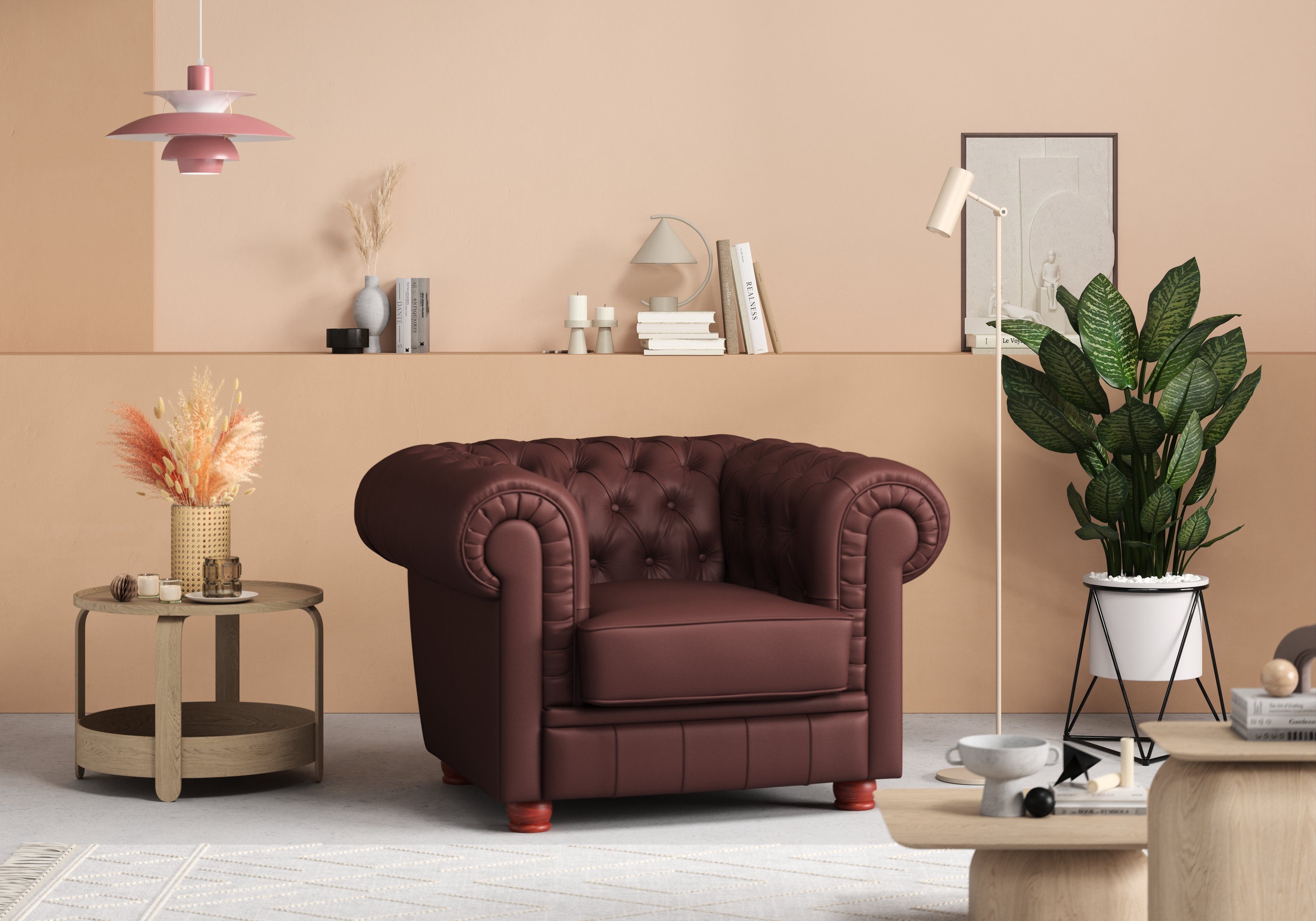 Max Winzer® Chesterfield-fauteuil KENT Fauteuil met elegante knoopafwerking, comfortabele armleuning