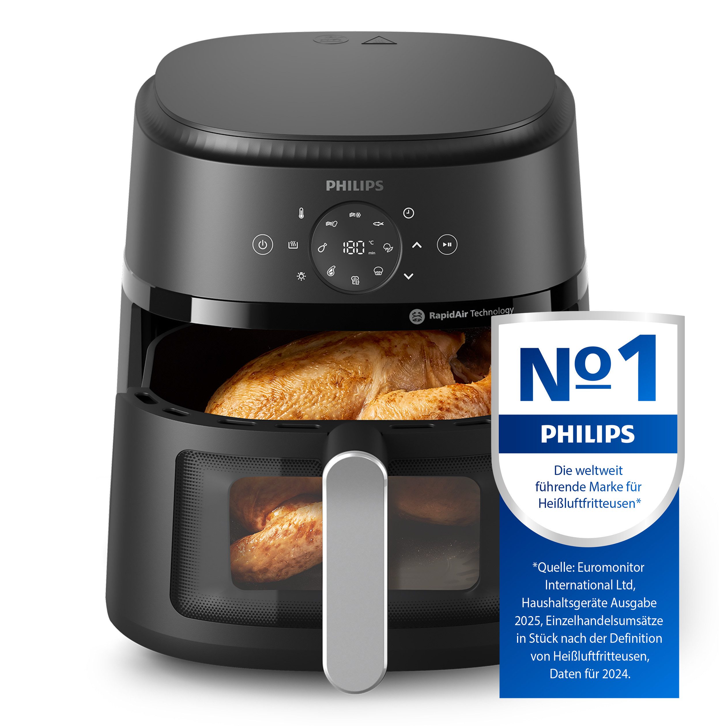 Philips Airfryer 2000 NA231/00, met 6.2L, kijkvenster