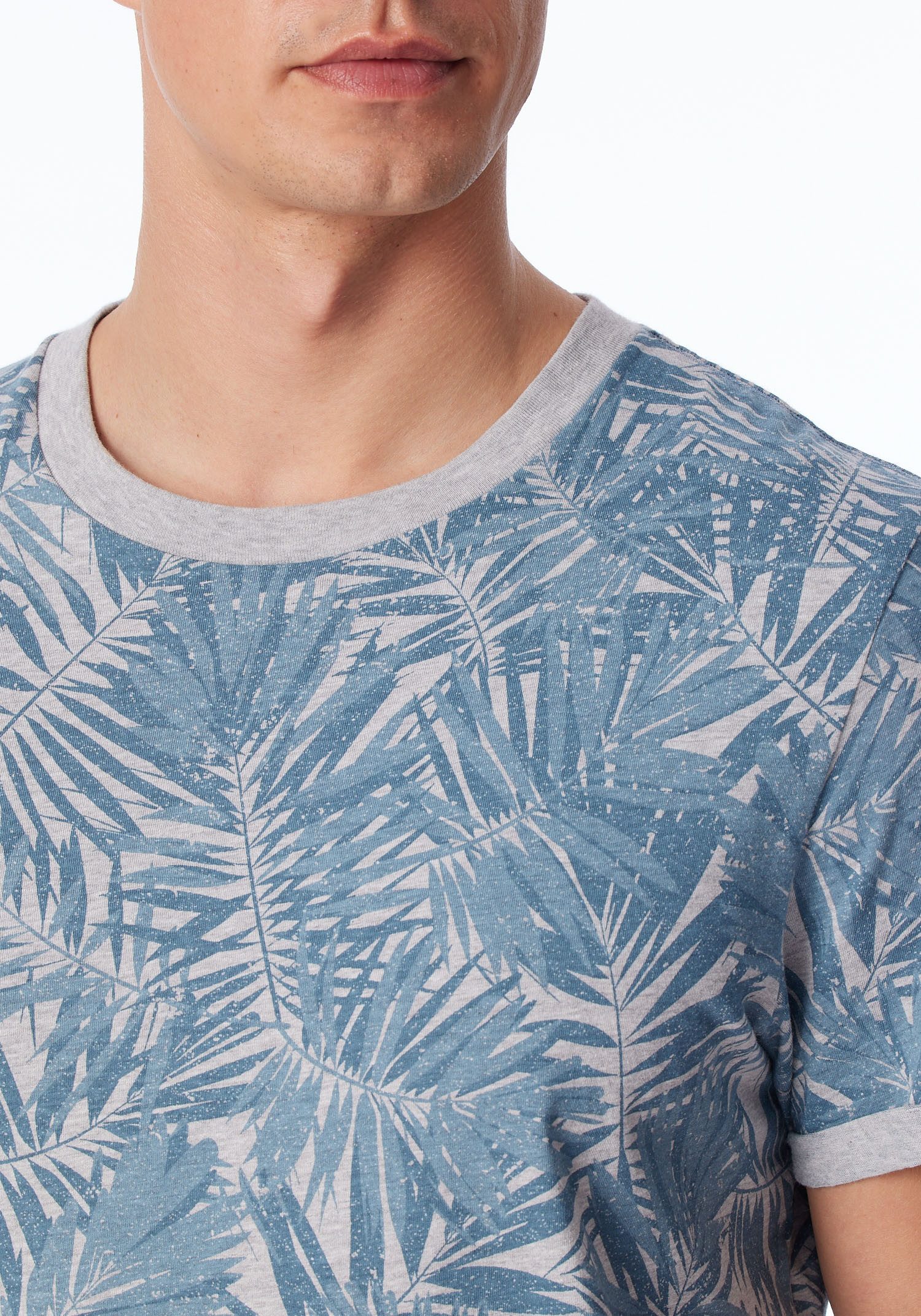 Schiesser T-shirt Mix+Relax met geribbelde ronde hals en omgeslagen mouwzoom