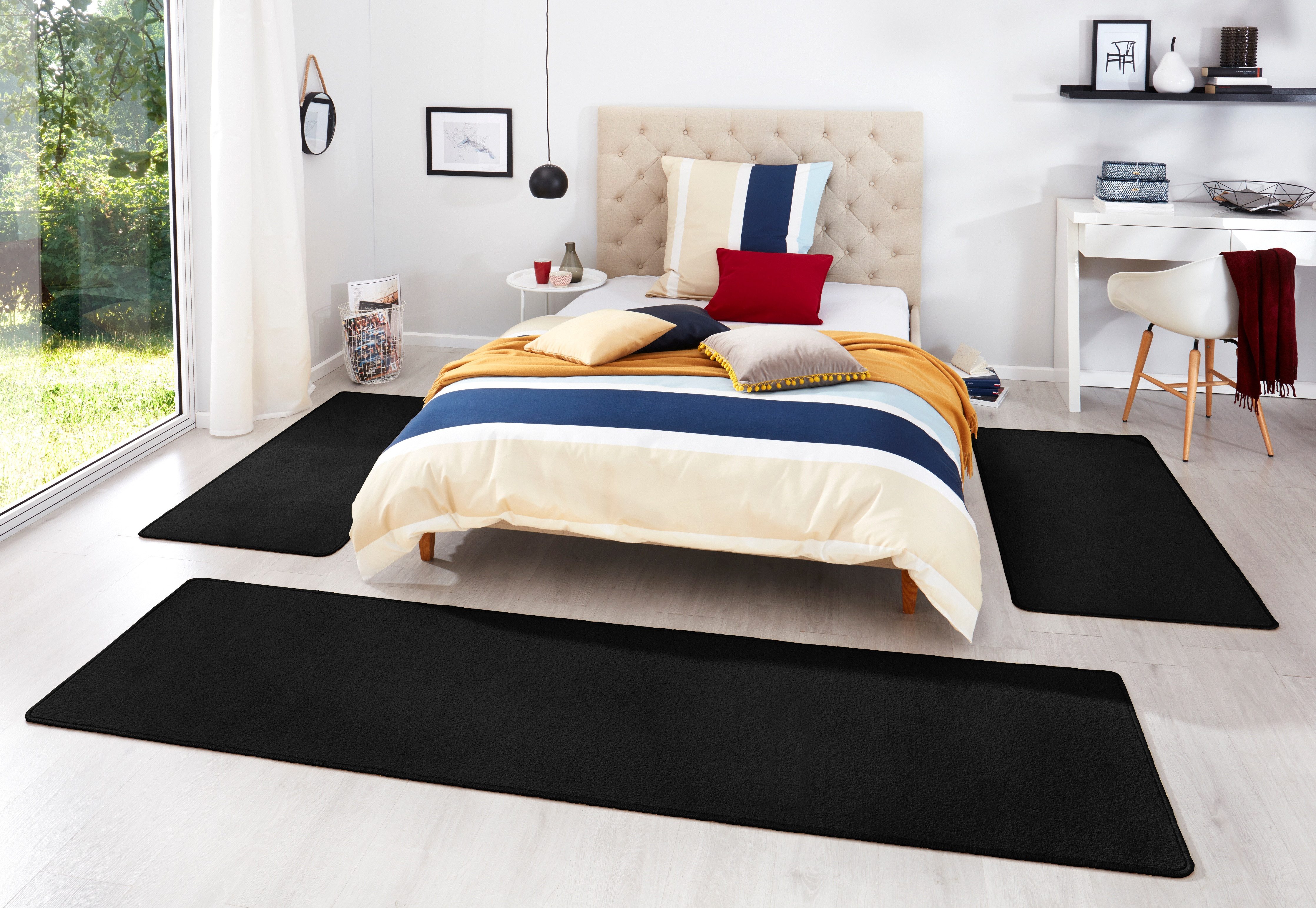 HANSE Home Set slaapkamerkleedjes Fancy Unikleur, slaapkamerkleed, 3-delige loperset voor de slaapkamer
