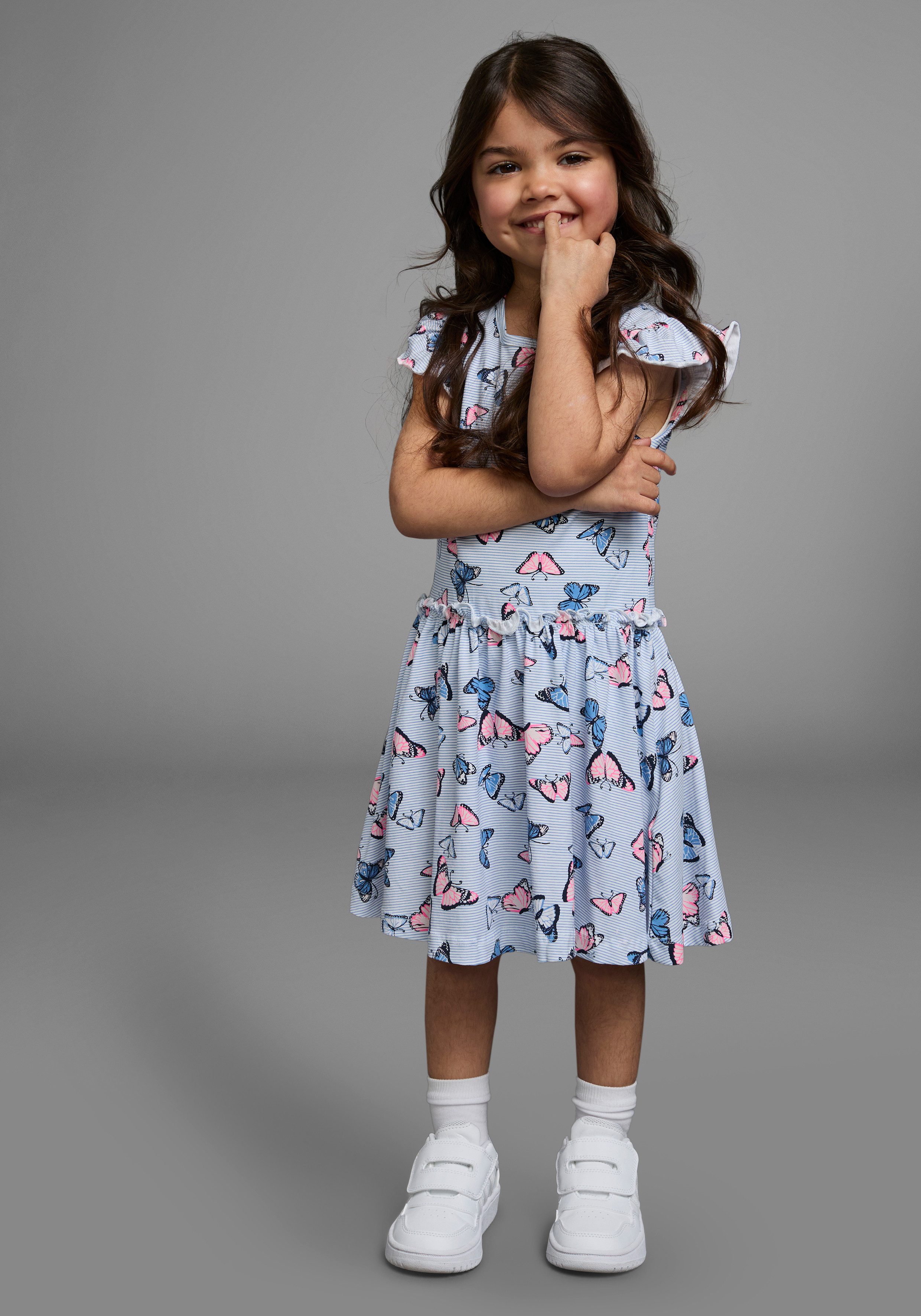 KIDSWORLD Jerseyjurk Voor kleine meisjes zomerse gelegenheden en feesten, knie-vrije lengte, modieuze noot