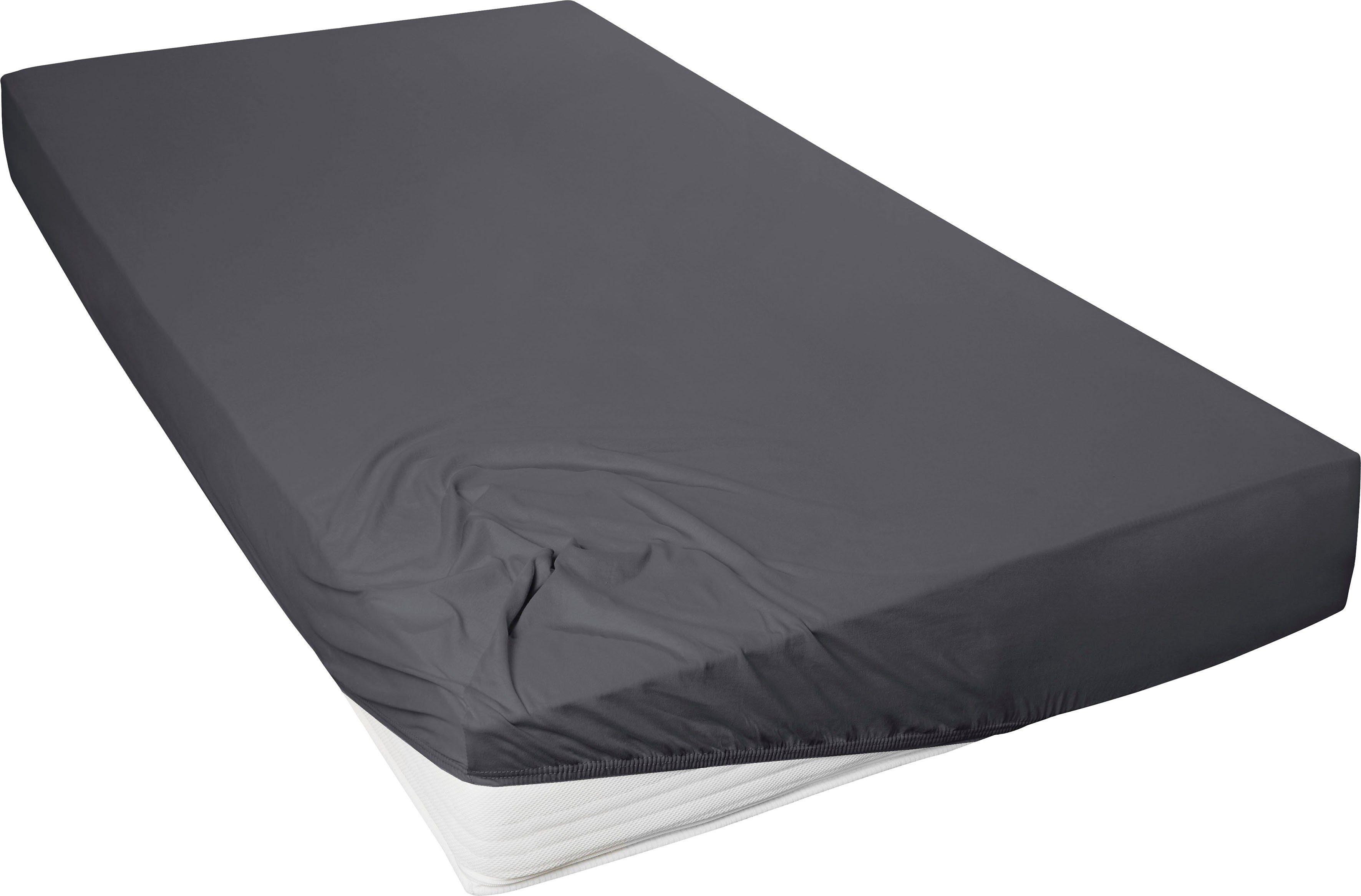 Primera Hoeslaken Mako-fijnjersey hoeslaken Geschikt voor standaardmatrassen tot 22 cm, 100% katoen (1 stuk) hoeslakens grijs