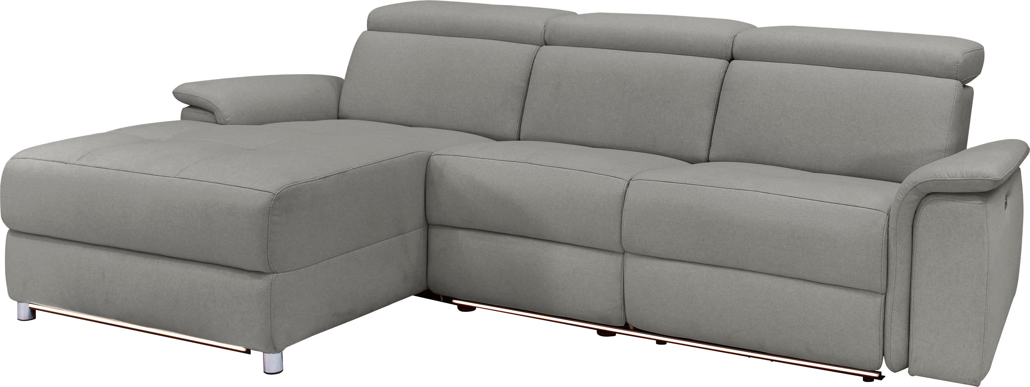 Places of Style Hoekbank Pareli, L-model, 259 cm, met récamier, echt leer, imitatieleer, weefstof