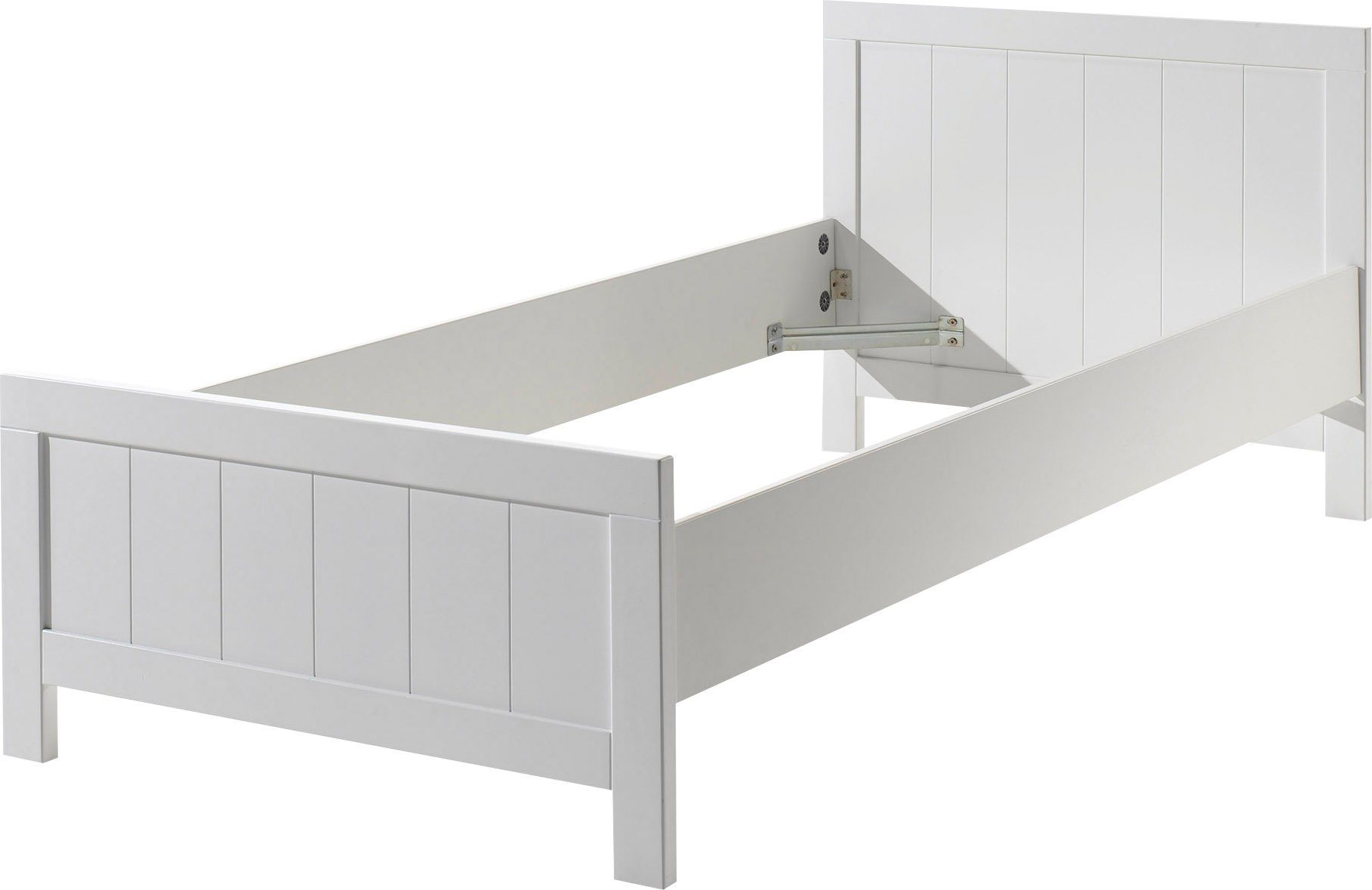 Vipack 1-persoonsledikant 1-persoons in landelijke look met ligoppervlak 90x 200 cm, wit gelakt