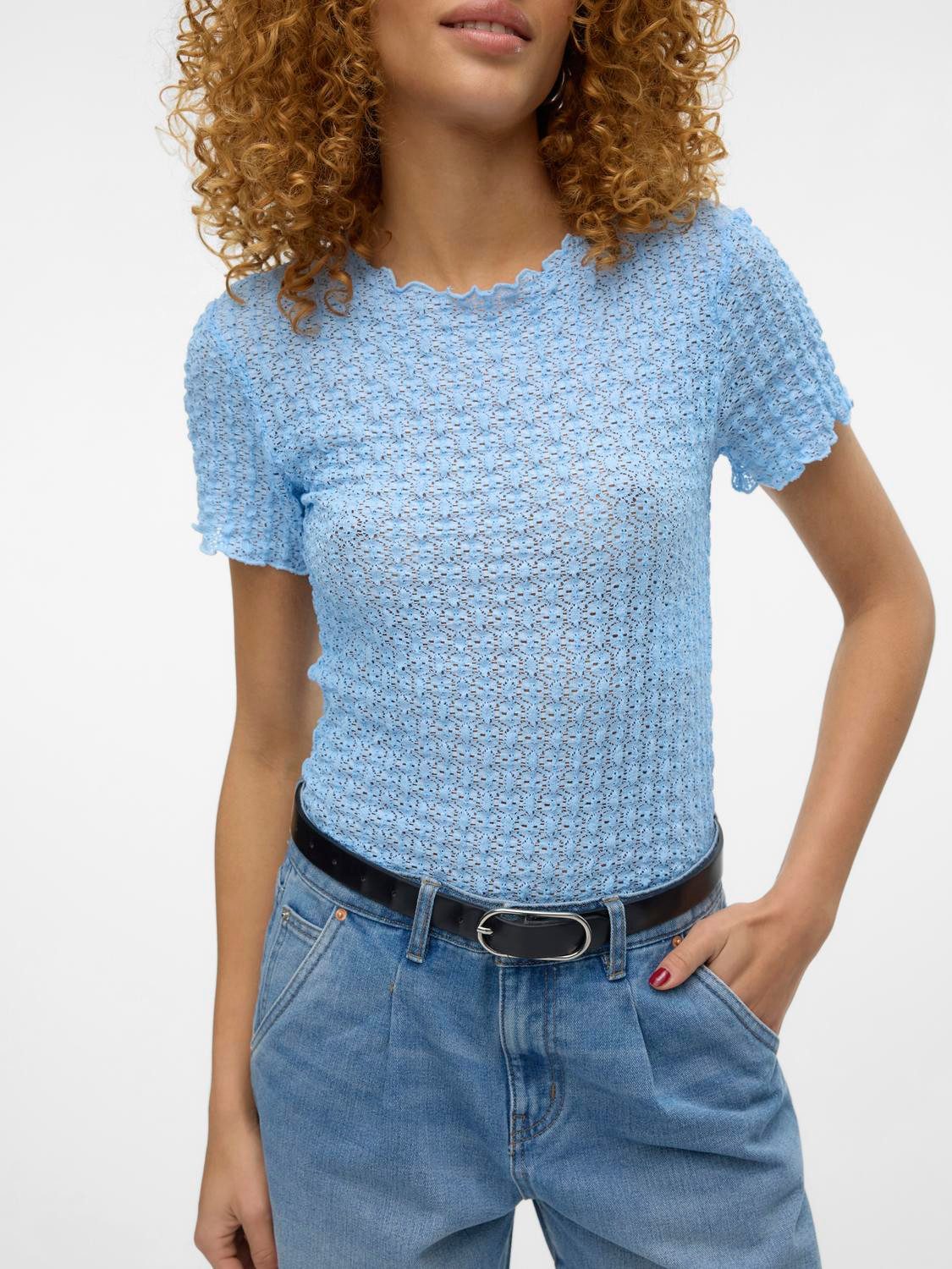 Vero Moda Shirt met korte mouwen VMSHELBY SS O-NECK SHORT TOP VMA NOOS (1-delig)
