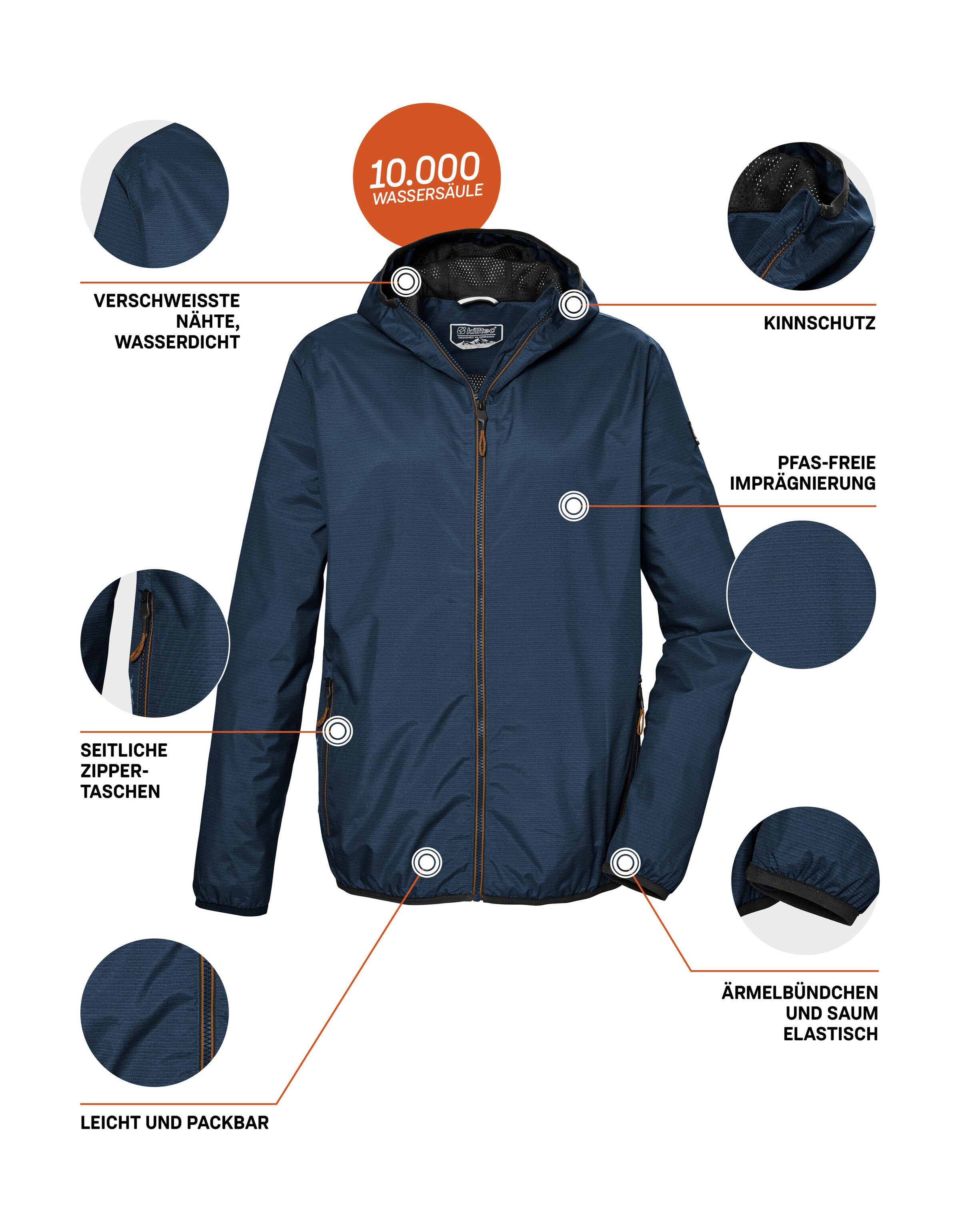 Killtec Outdoorjack KOS 112 MN JCKT Lichte, waterdichte, ademende jas, PFAS-vrij, gerecycled