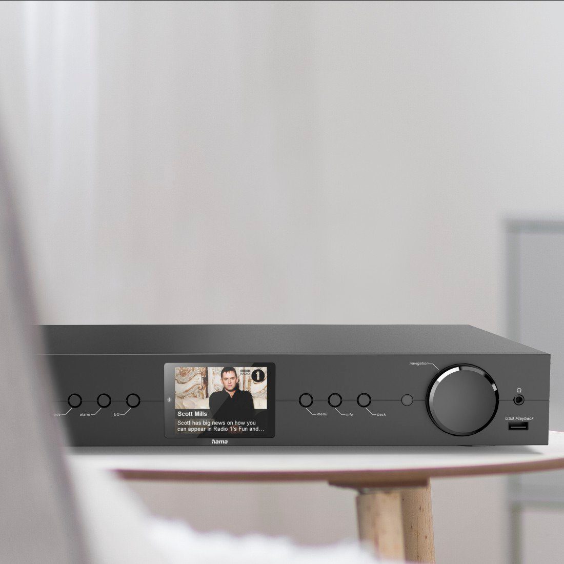 Hama Tuner HiFi tuner FM,DAB DAB+, internet radio, Bluetooth ontvanger & zender met timer, wekfunctie, kleurendisplay, spotify en amazon music luisteren