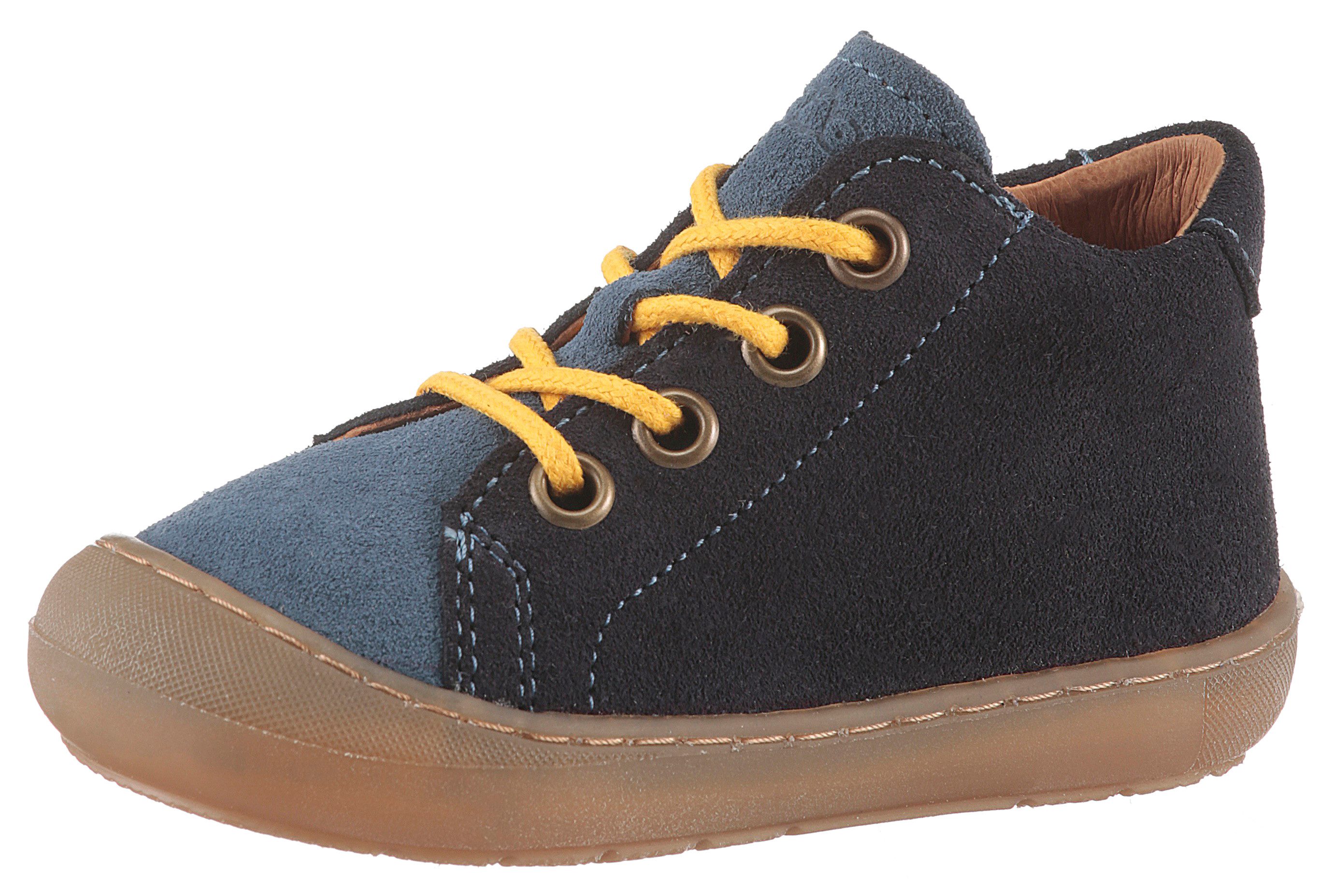 froddo Babyschoentjes OLLI LACES Veterschoenen, babyschoen, blote voeten schoen met leren binnenvoering kinderen meisjes maat 19 blauw