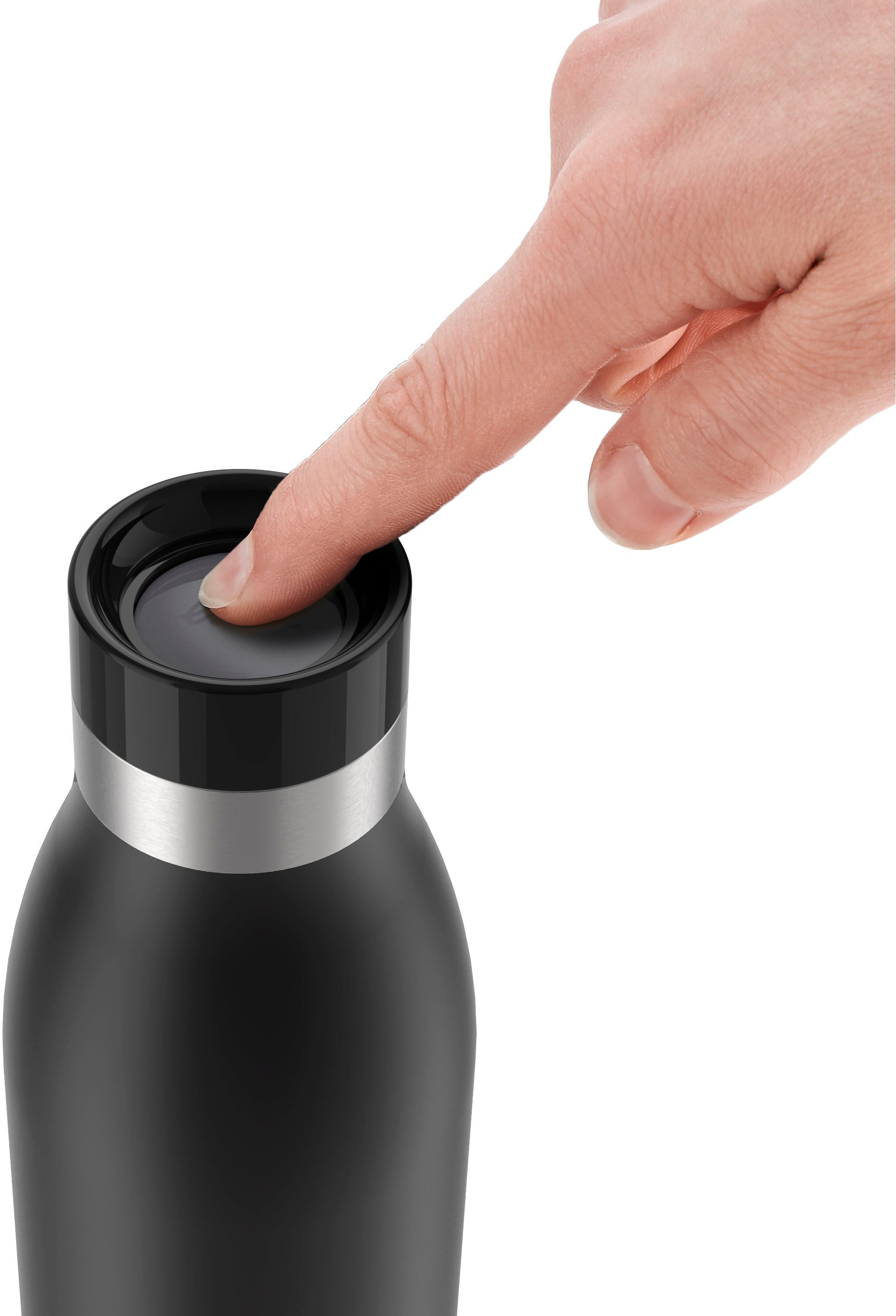 Emsa Thermosfles Drinkfles Bludrop Roestvrij staal, Quick-Press deksel, 360° drinkplezier, 12 uur warm/24 uur koel (1-delig)