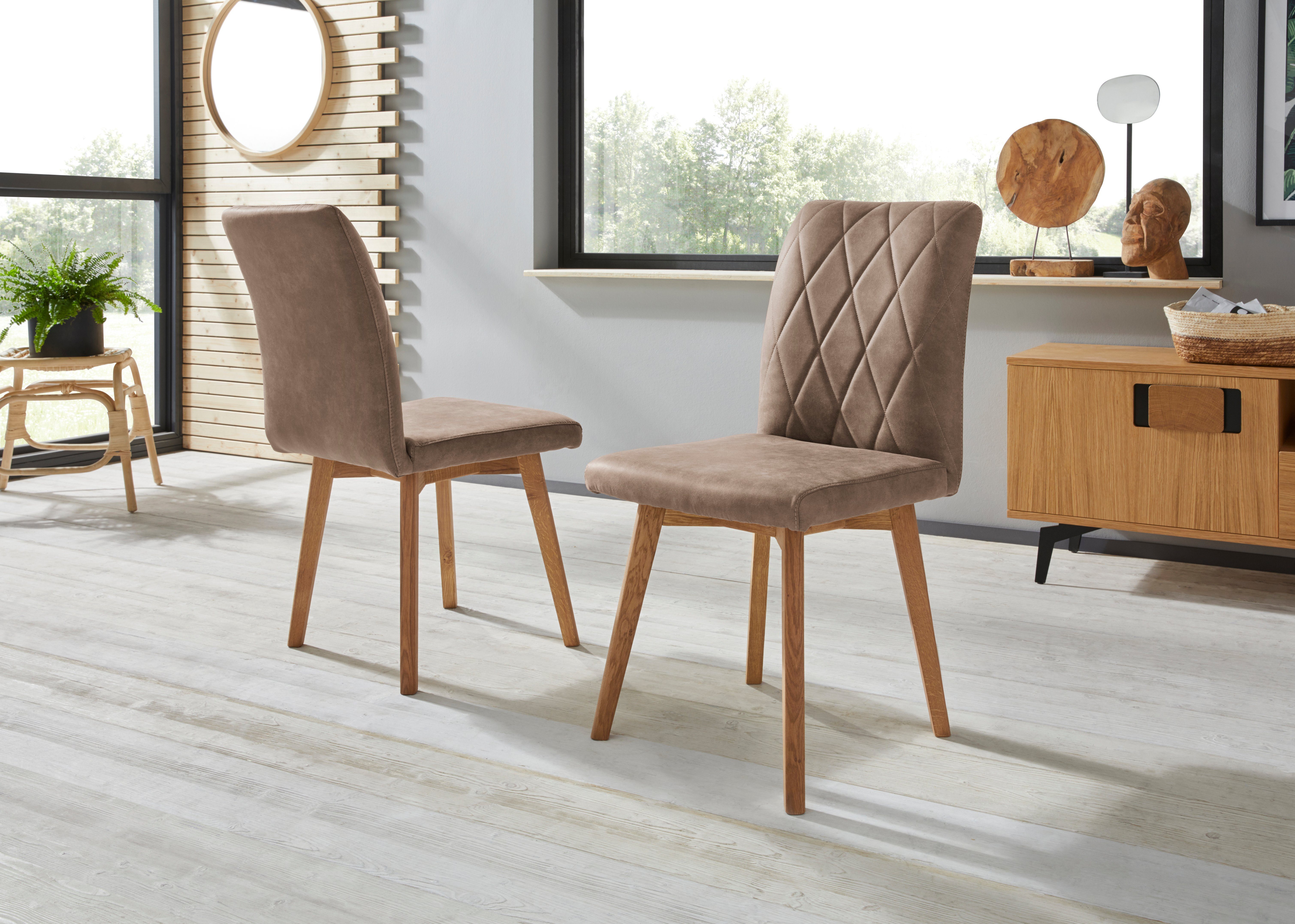 Home affaire Eetkamerstoel Brest Frame van eiken massief hout geolied (2 stuks)