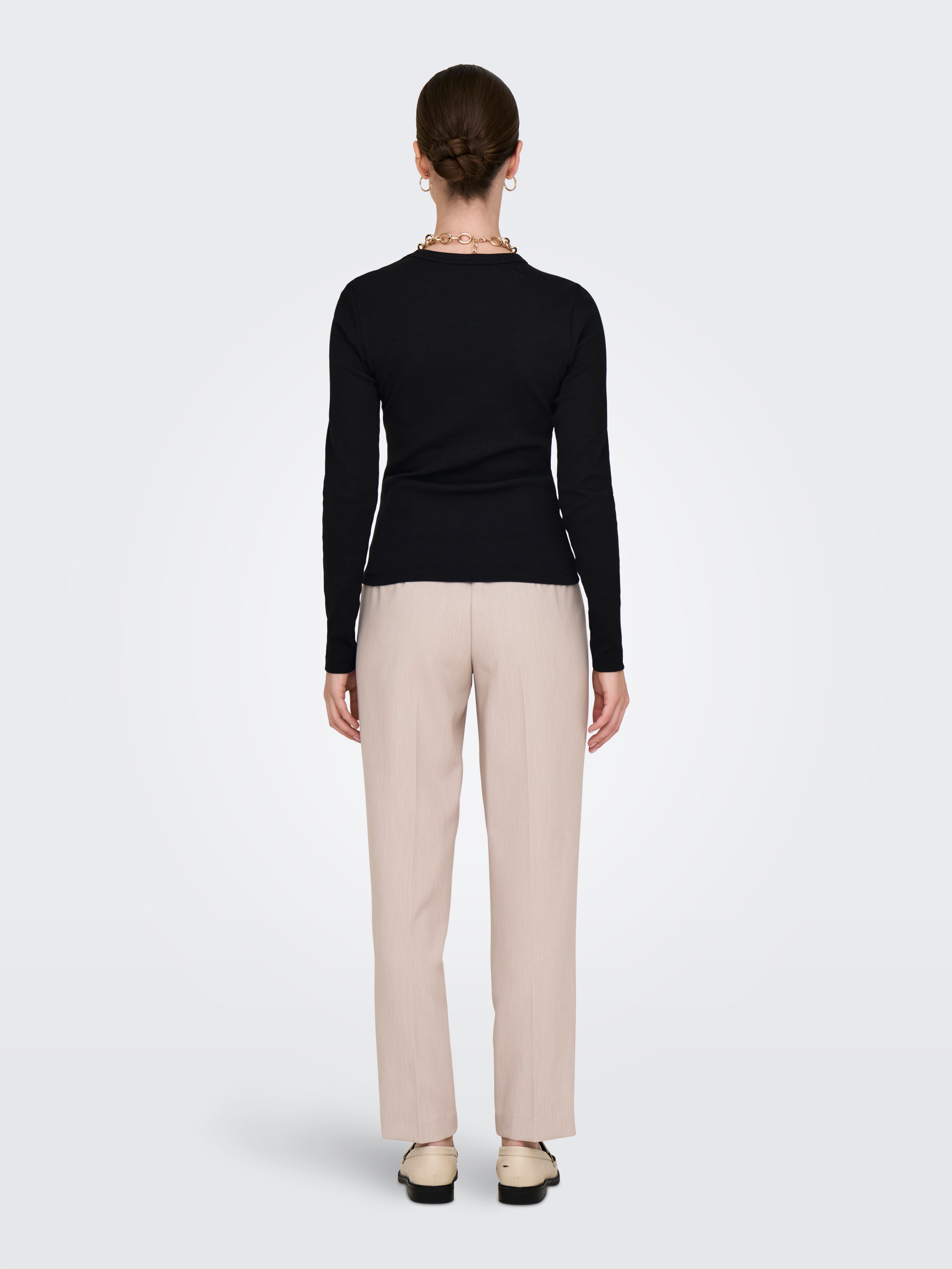 Only Shirt met lange mouwen ONLVAL L/S O-NECK TOP CC JRS