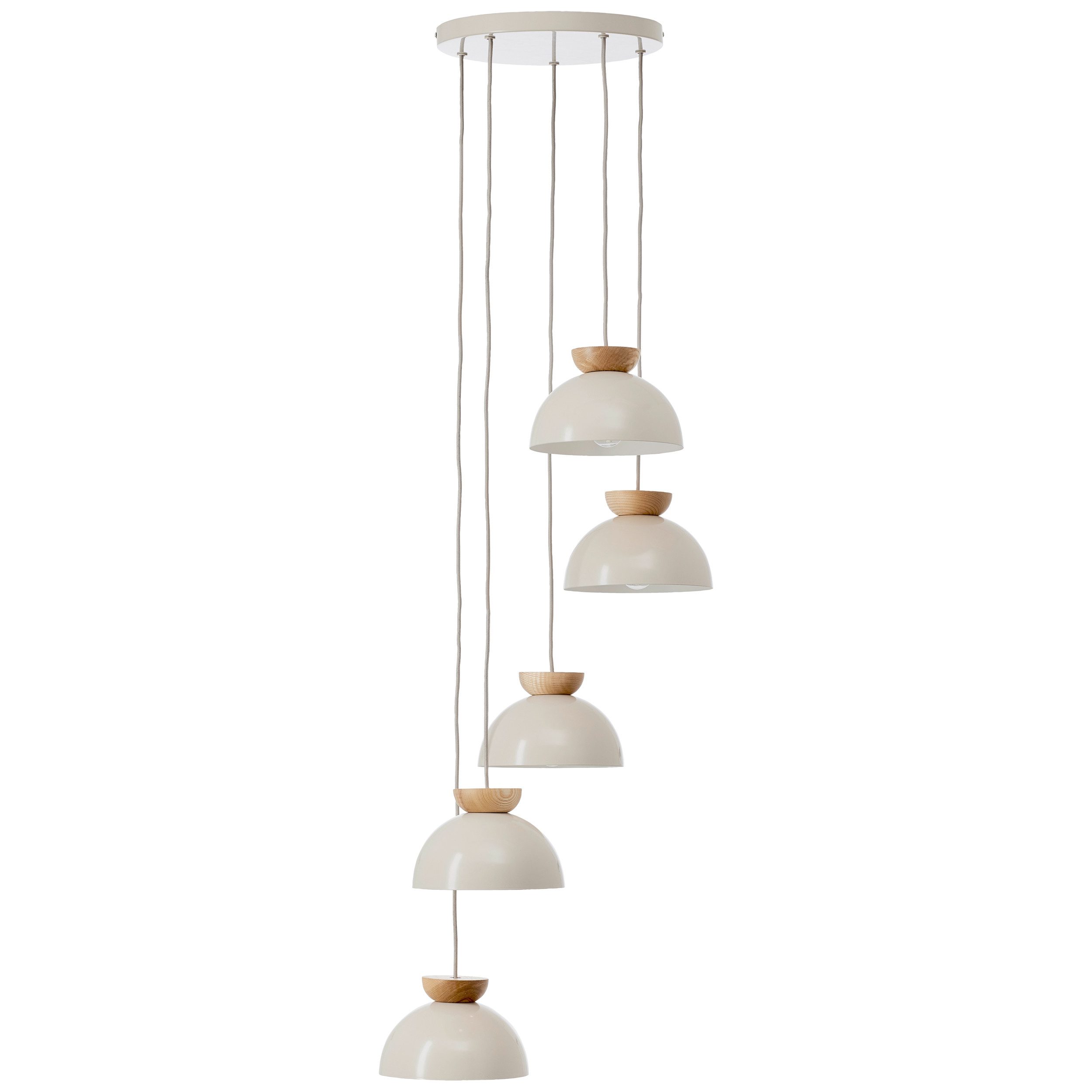 Brilliant Leuchten Hanglamp Nalam 166 x 45 cm, e14, inkortbaar, metaal/hout, natuurlijk/beige