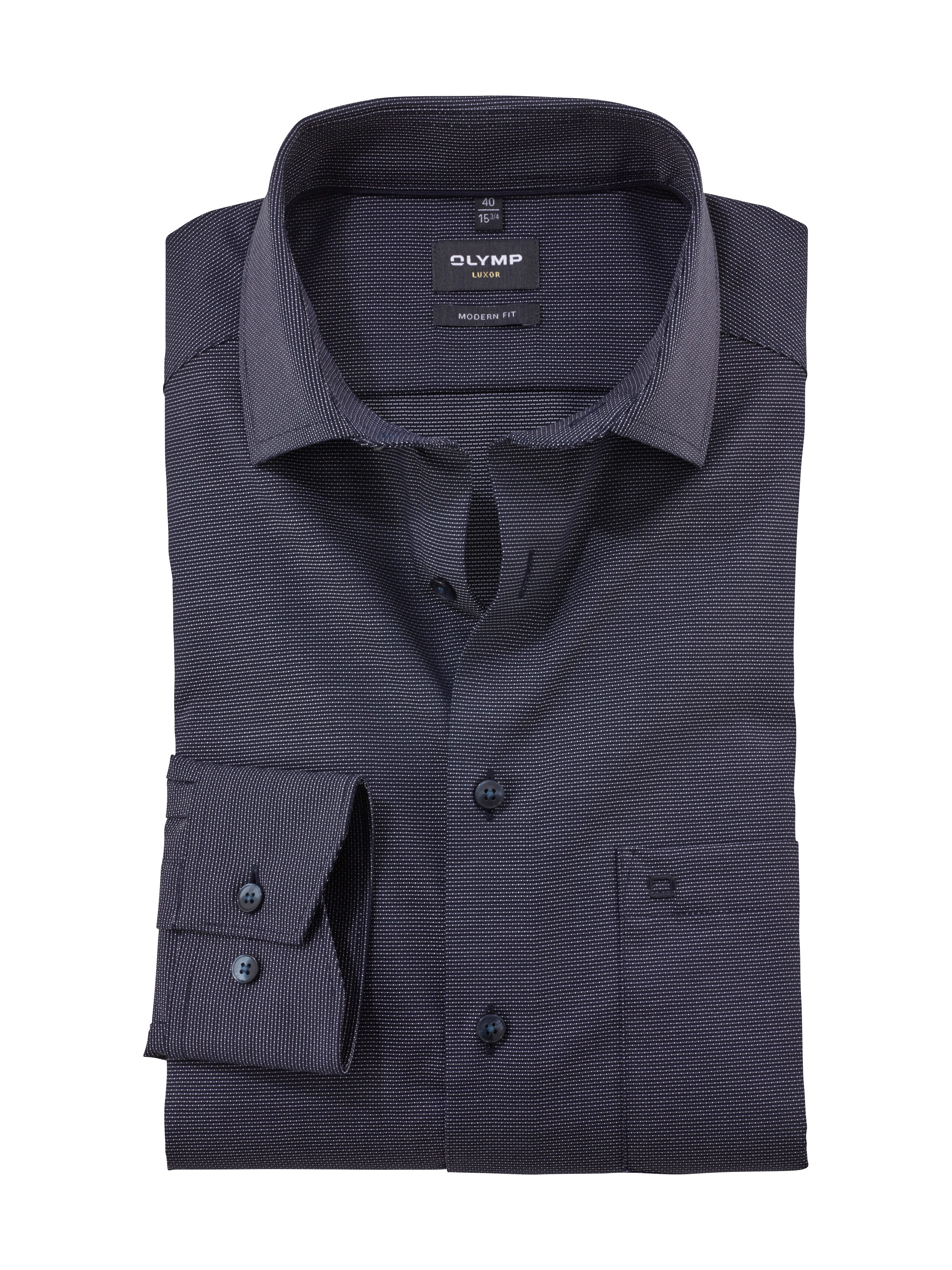 OLYMP Businessoverhemd Luxor modern fit heel fijne structuur heren zakelijke overhemden maat 38 blauw