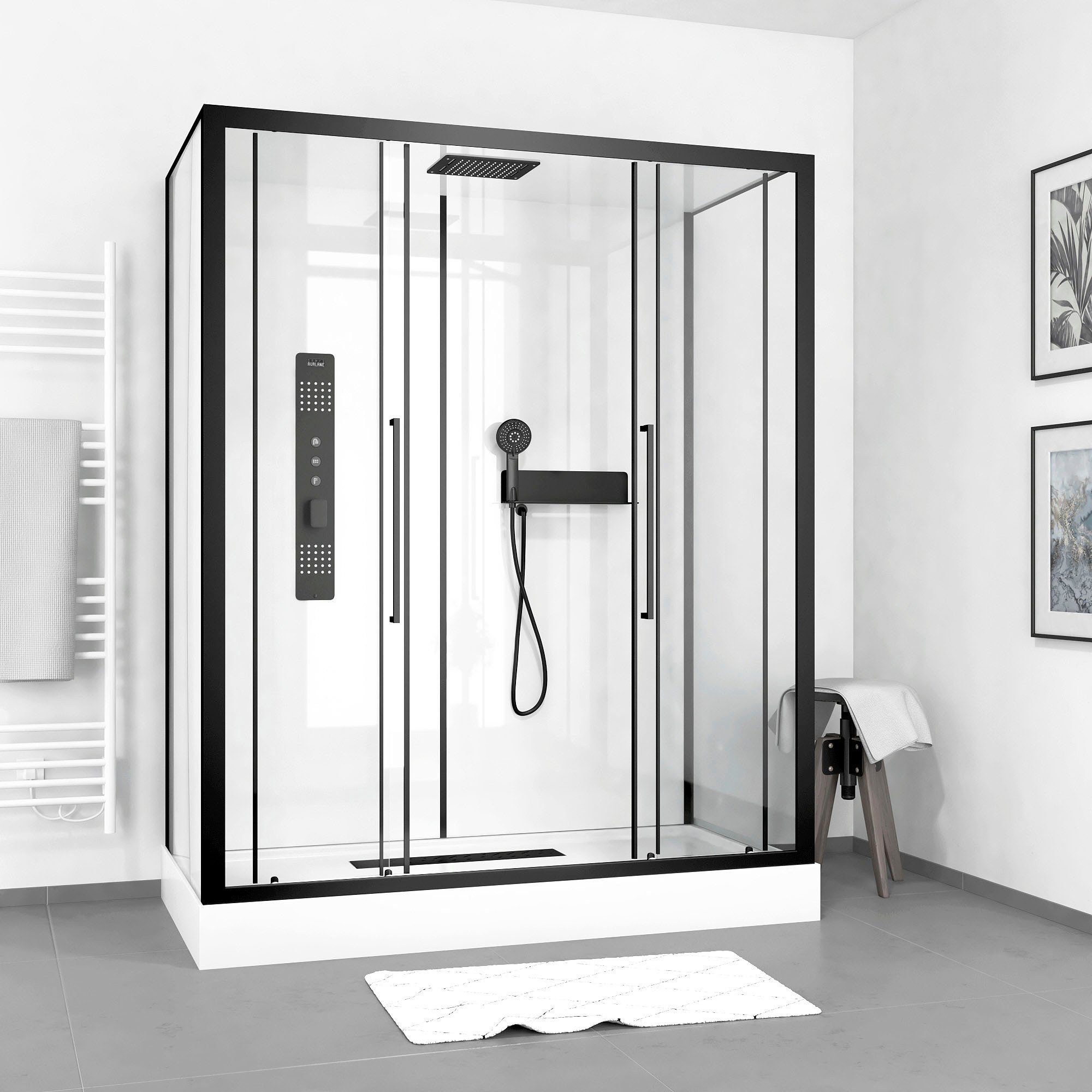 Marwell Complete douche White XXL inclusief kranen, 160 cm x 85 cm douchecabines wit