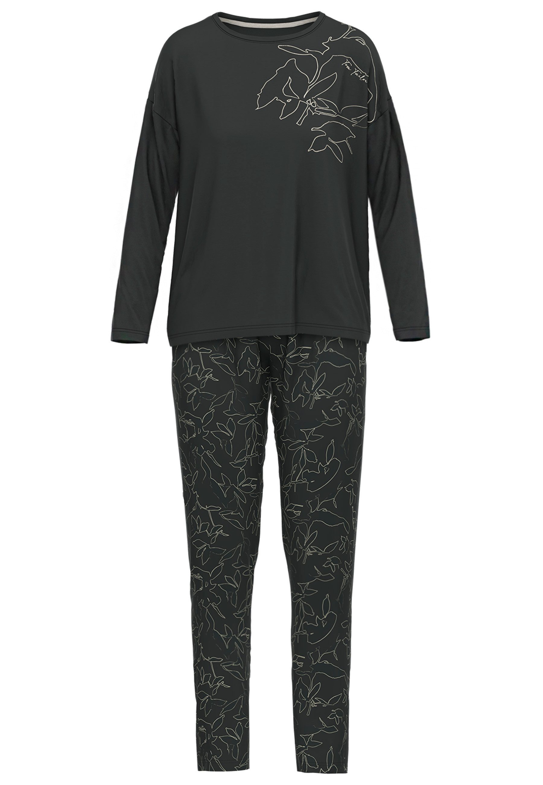 Tom Tailor Pyjama Xanthi met lange mouwen, ronde hals (2-delig)