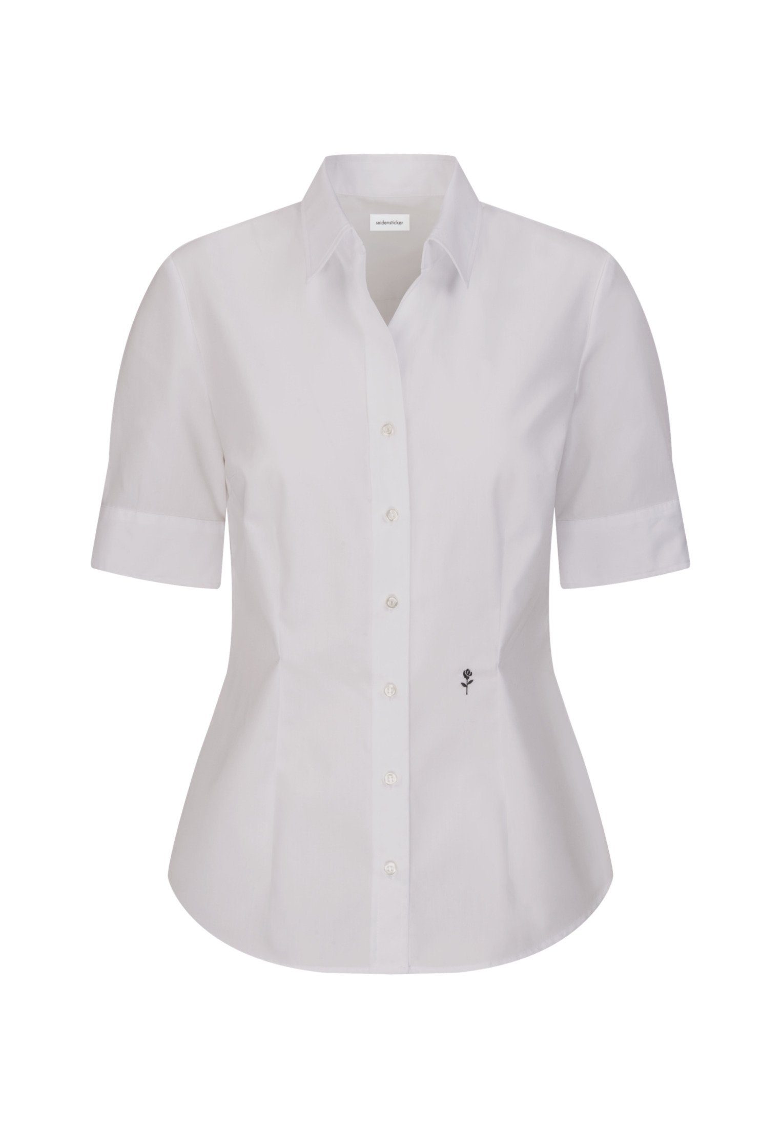 seidensticker Overhemdblouse Zwarte roos Korte mouwen kraag uni