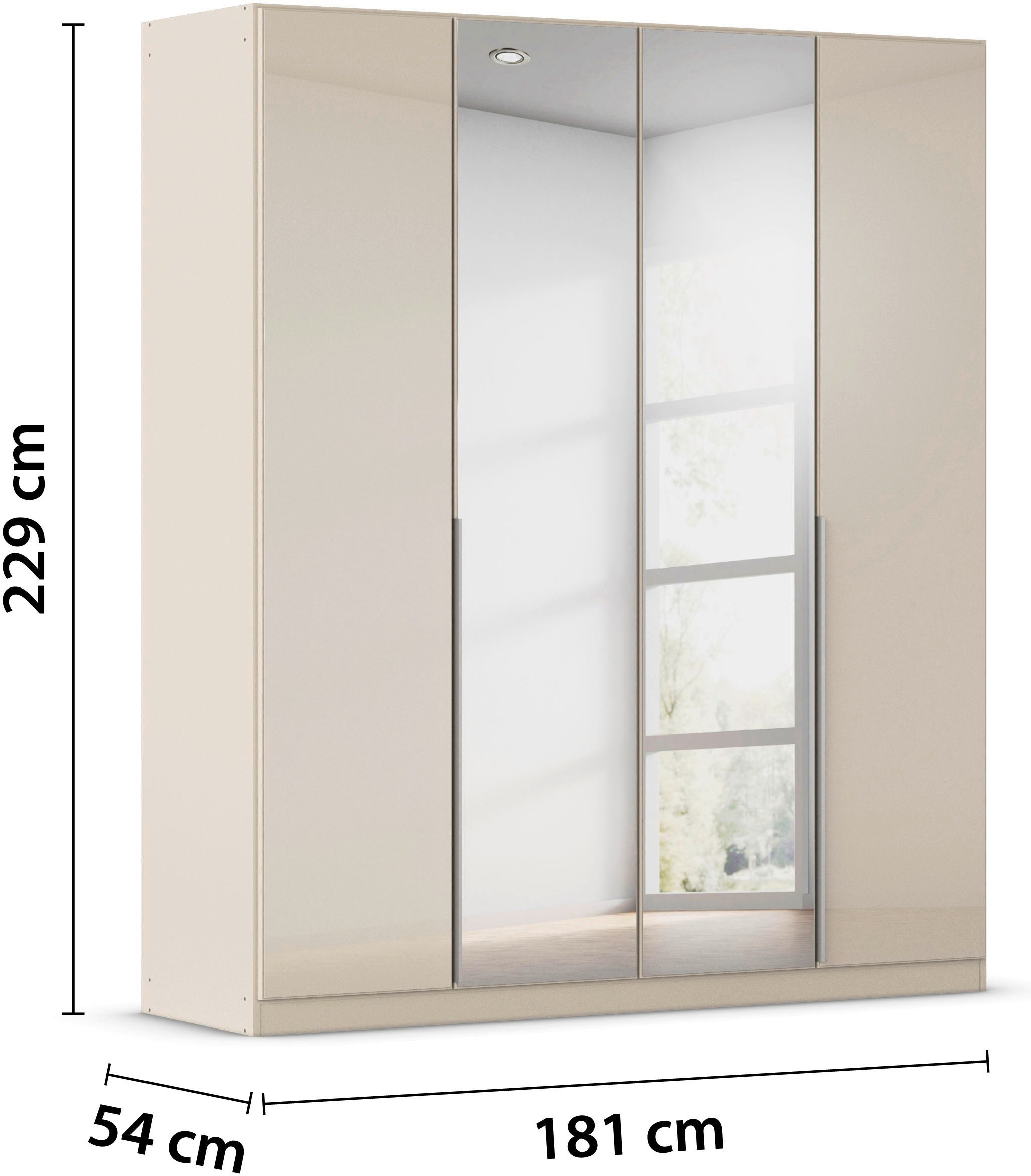 rauch Draaideurkast Kledingkasten kast garderobe AGORDO met glazen front doordachte binnenuitrusting, in 6 breedtes en 2 hoogtes made in germany