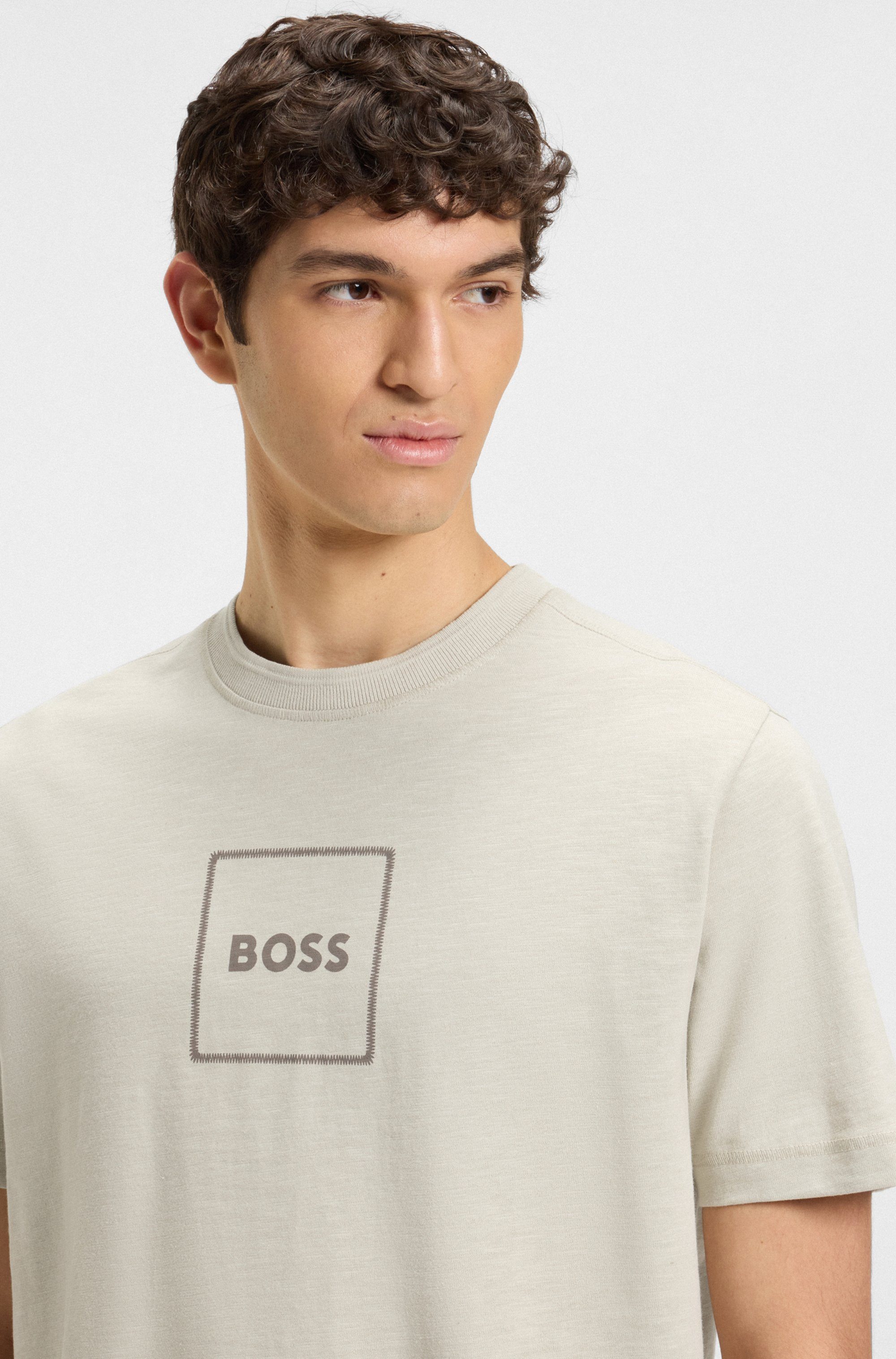 Boss Orange T-shirt Te linenlogo met boss-opdruk