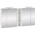 schildmeyer spiegelkast basic breedte 141,6 cm, 4-deurs, 2x ledverlichting, schakelaar--stekkerdoos, glasplateaus, soft-closetechniek, made in germany wit