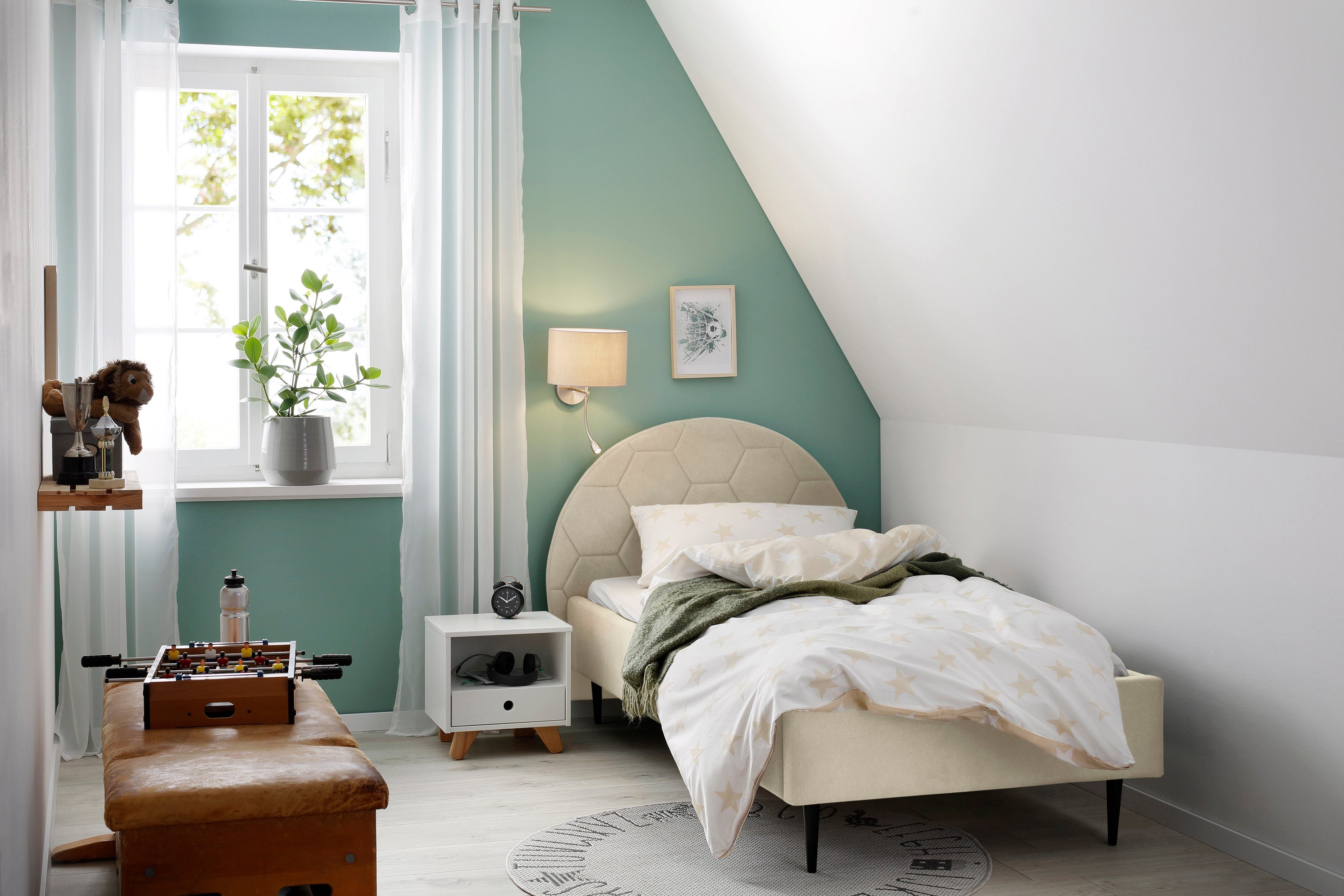 Lüttenhütt Gestoffeerd bed Gebko prettig bekleed hoofdbord met decoratief honingraatmotief