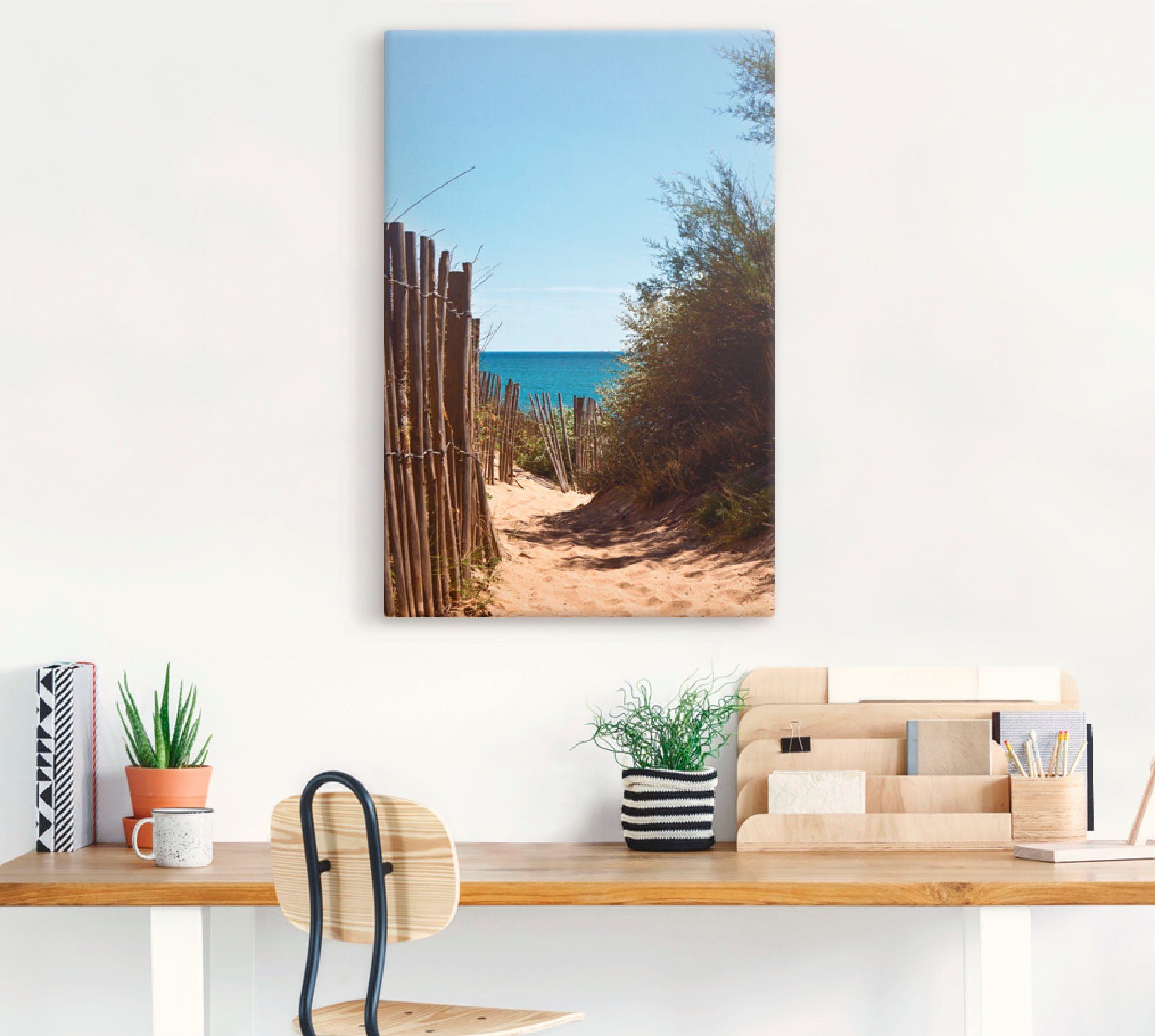 Artland Artprint op linnen Pad naar het strand van Serignan Plage