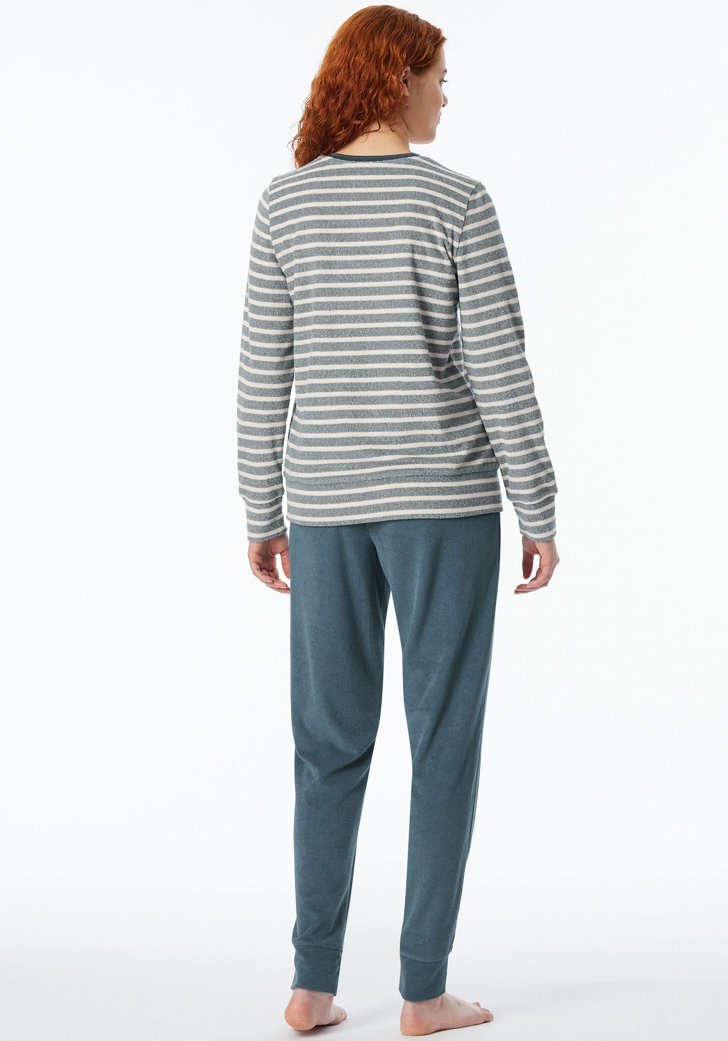 Schiesser Pyjama "Casual Essentials" met contrastbeleg bij de hals (2-delig)