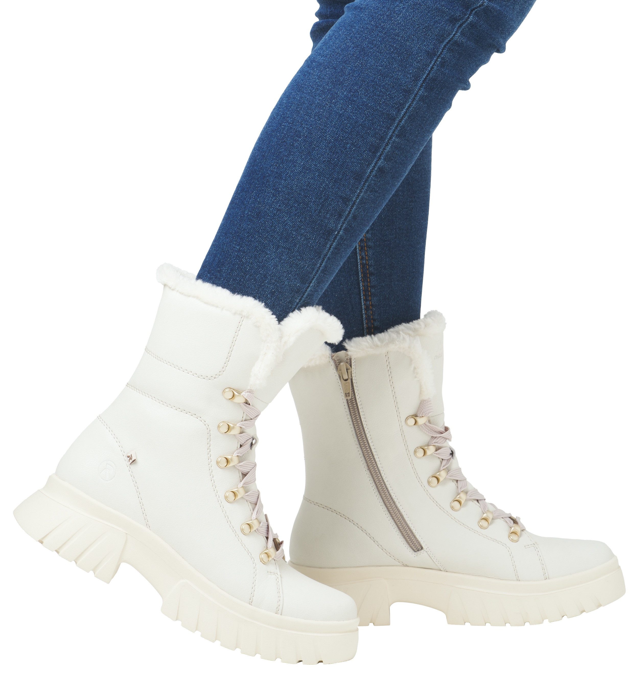 Rieker EVOLUTION Winterlaarzen , veterschoenen, plateaustiefelette, profielzool, binnenrits