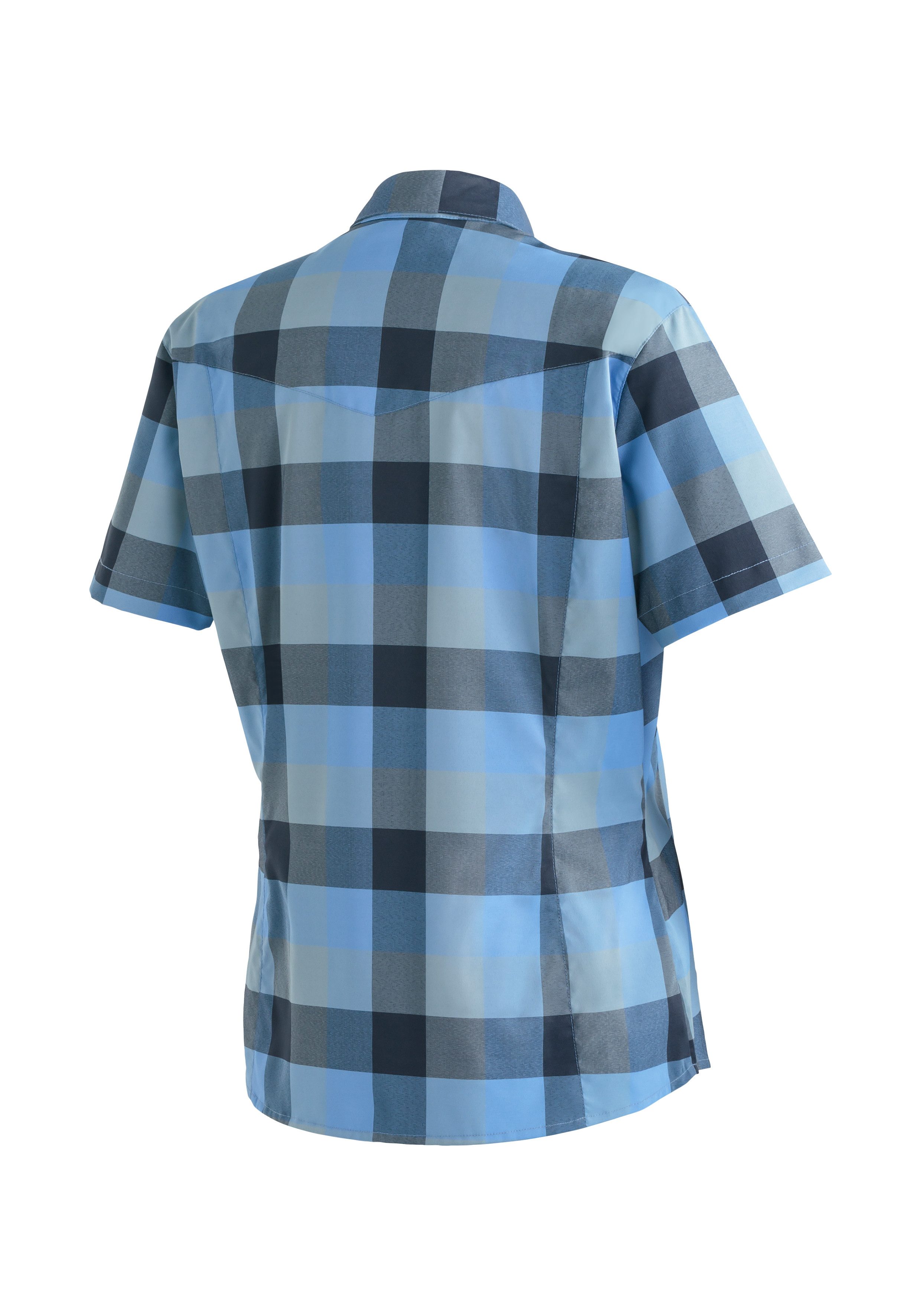 Maier Sports Outdoorblouse Kendra S/S W Dames korte mouwen blouse, onderhoudsvriendelijke geruite blouse